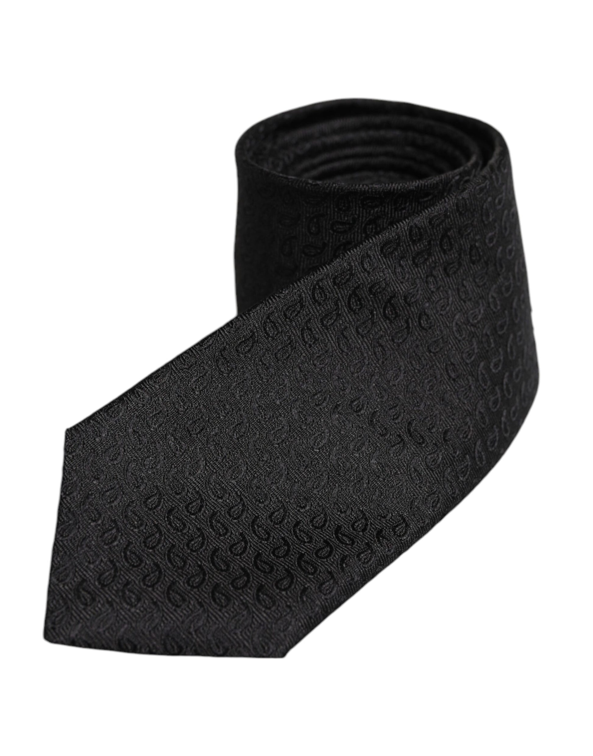 Dolce & Gabbana Black Patterned Silk Adjustable Necktie Tie - ACCEXO