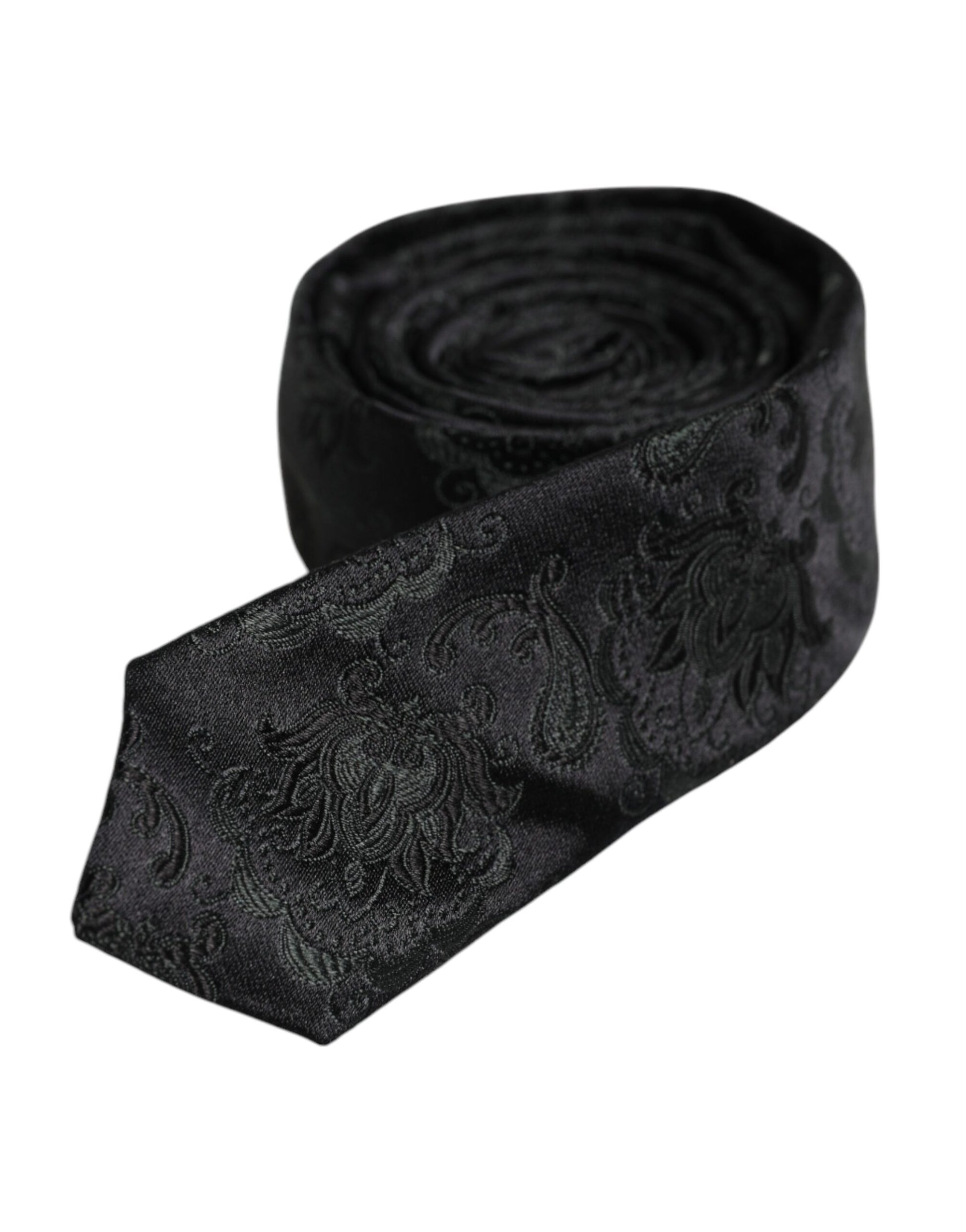 Dolce & Gabbana Dark Green Floral Silk Adjustable Necktie Tie - ACCEXO