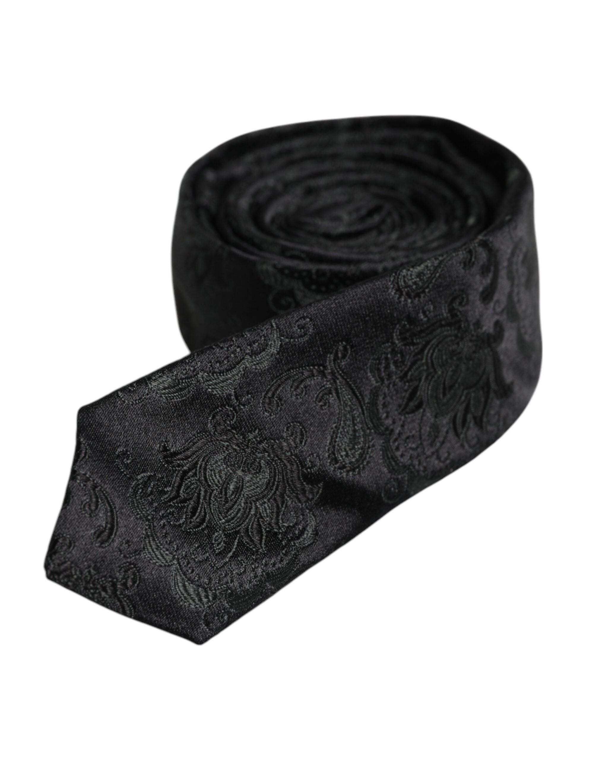 Dolce & Gabbana Dark Green Floral Silk Adjustable Necktie Tie - ACCEXO