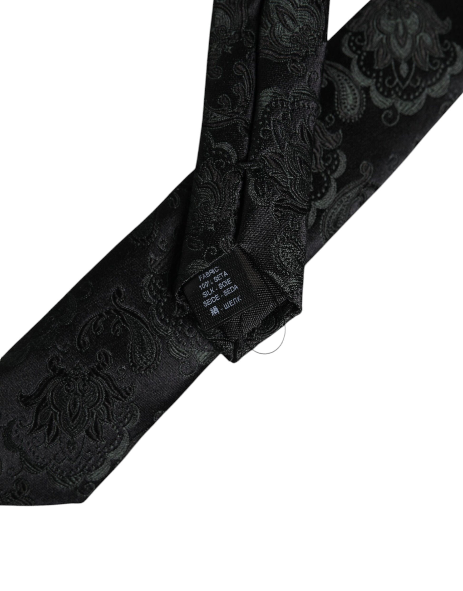 Dolce & Gabbana Dark Green Floral Silk Adjustable Necktie Tie - ACCEXO