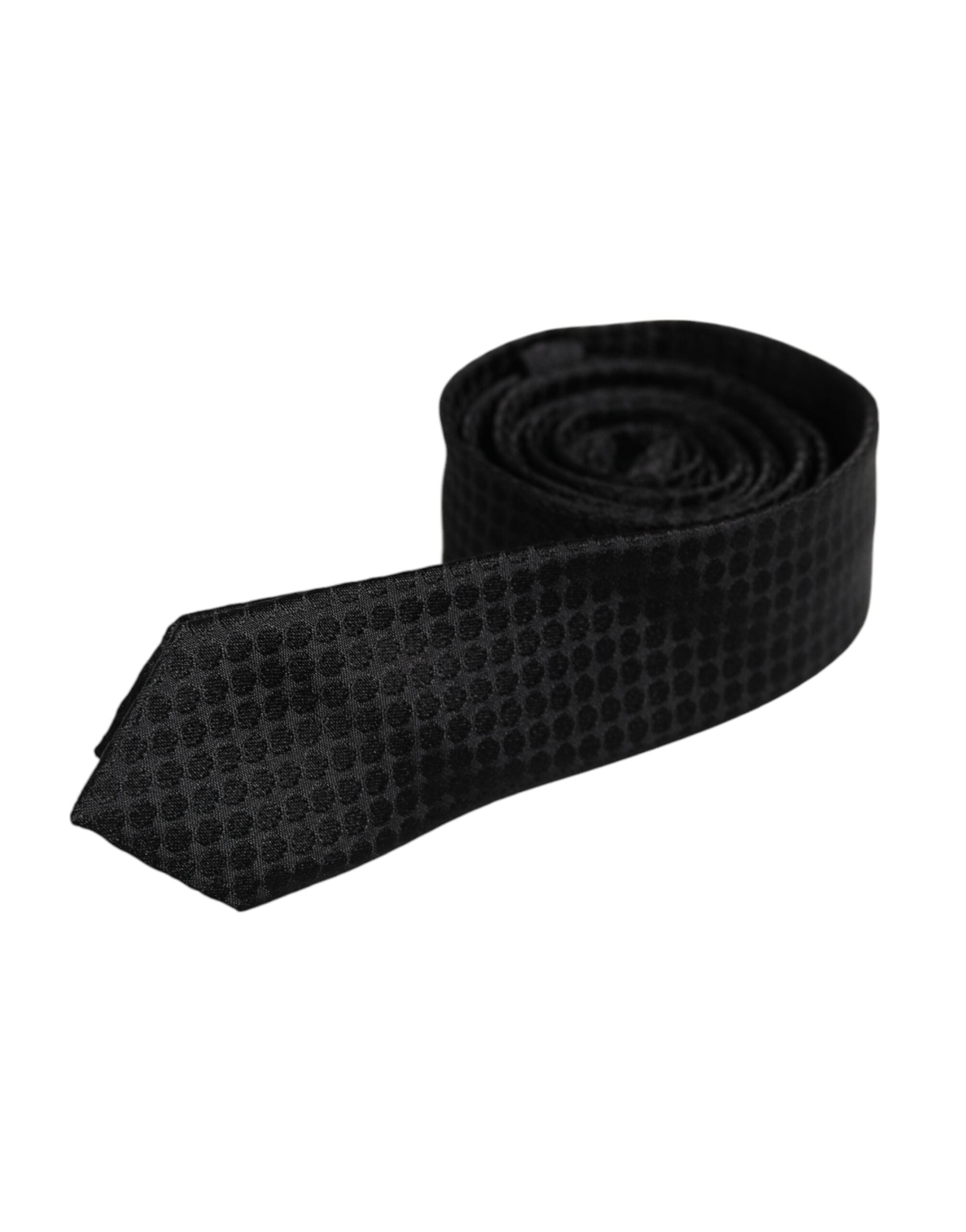 Dolce & Gabbana Black Circles Silk Adjustable Necktie Tie - ACCEXO