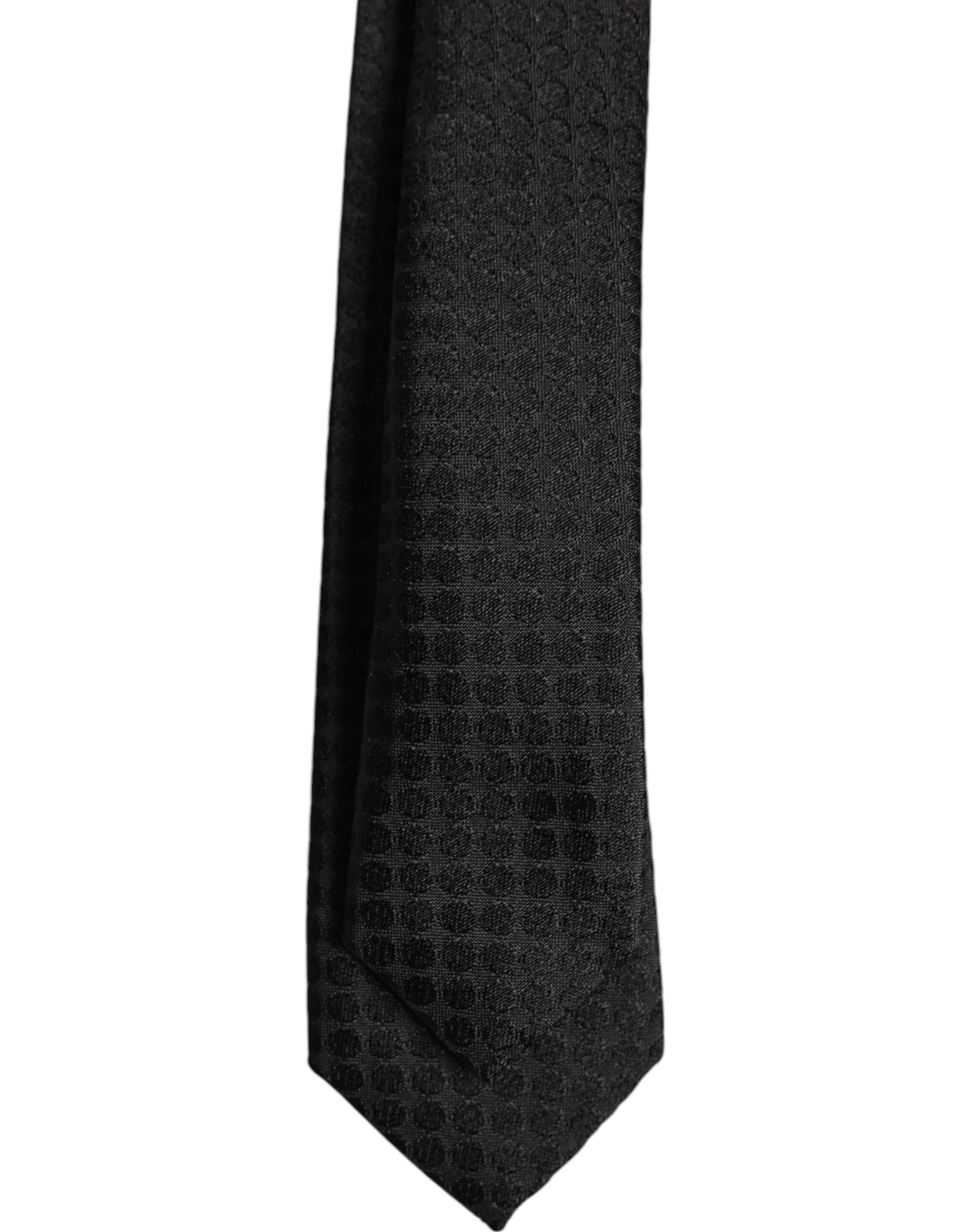 Dolce & Gabbana Black Circles Silk Adjustable Necktie Tie - ACCEXO