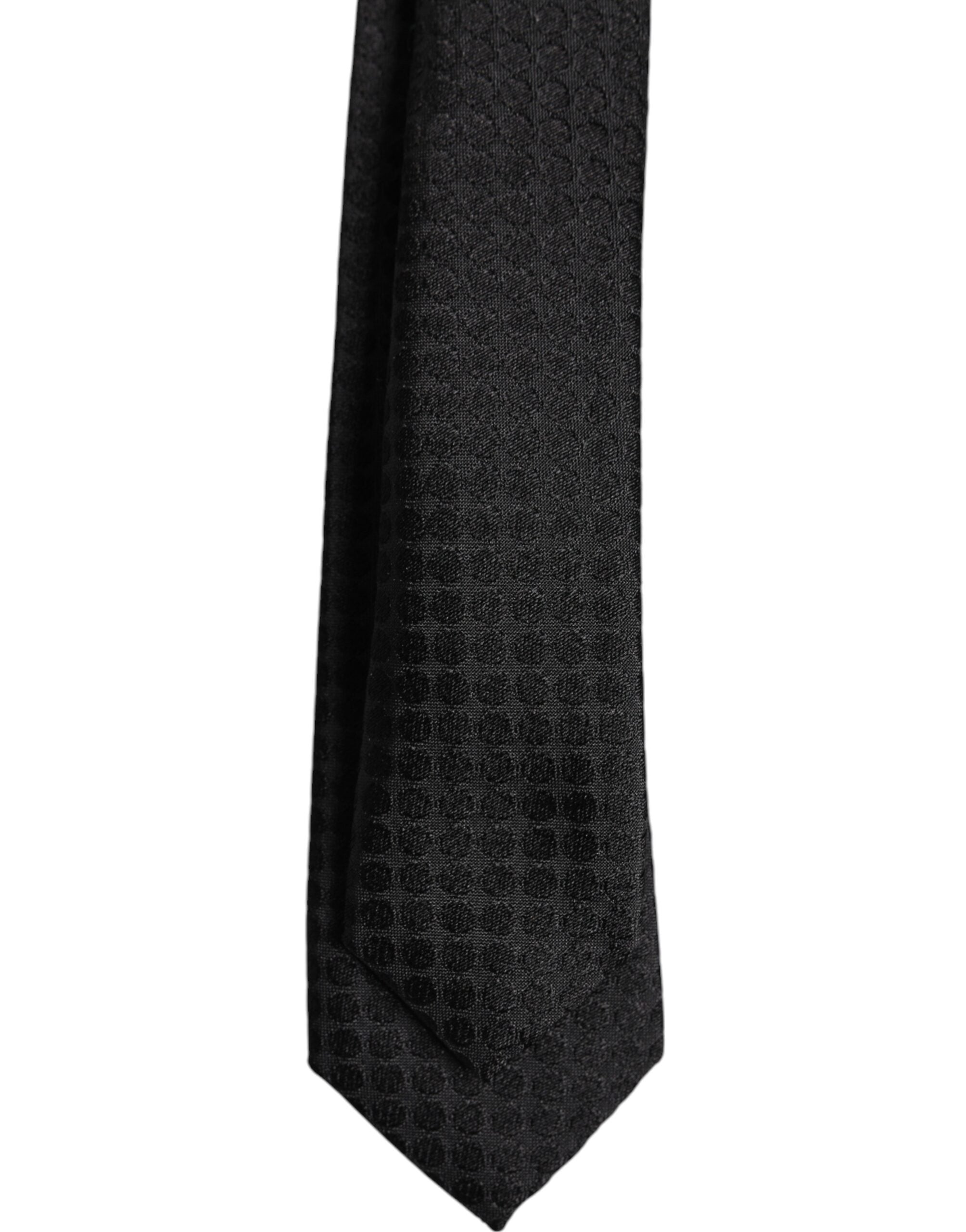 Dolce & Gabbana Black Circles Silk Adjustable Necktie Tie - ACCEXO