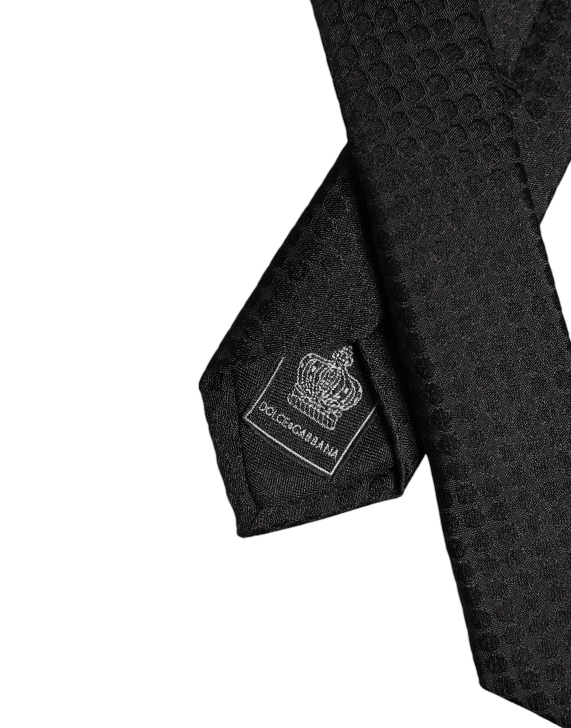 Dolce & Gabbana Black Circles Silk Adjustable Necktie Tie - ACCEXO