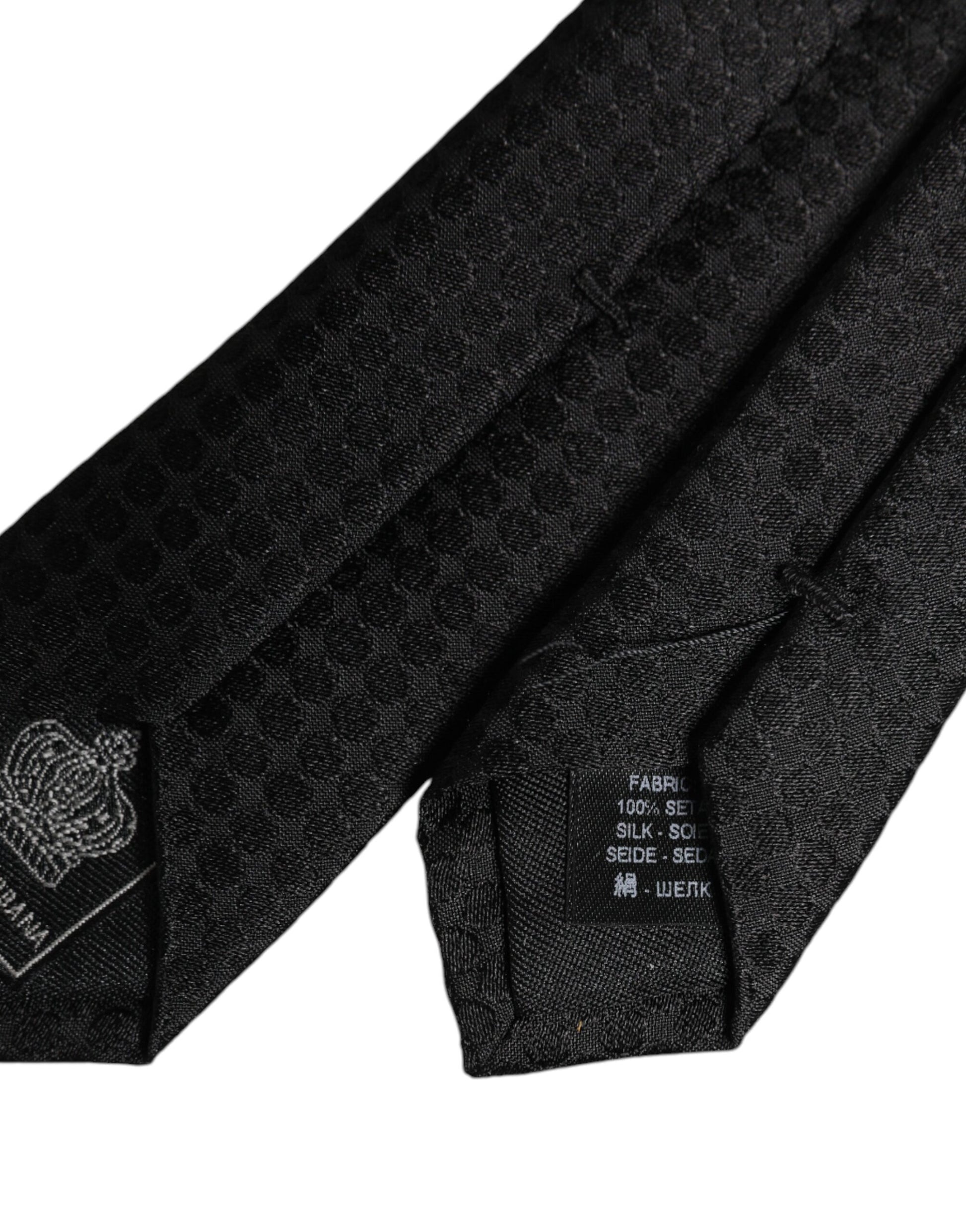 Dolce & Gabbana Black Circles Silk Adjustable Necktie Tie - ACCEXO