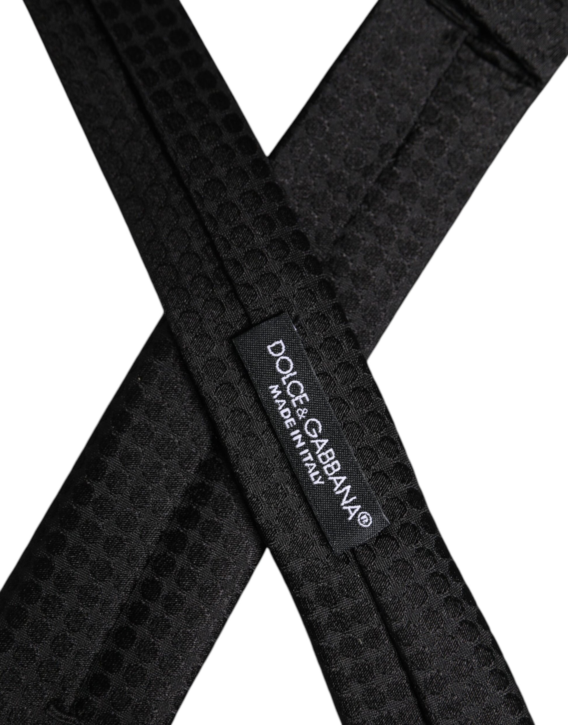 Dolce & Gabbana Black Circles Silk Adjustable Necktie Tie - ACCEXO