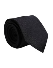 Dolce & Gabbana Black Solid Silk Adjustable Necktie Tie - ACCEXO