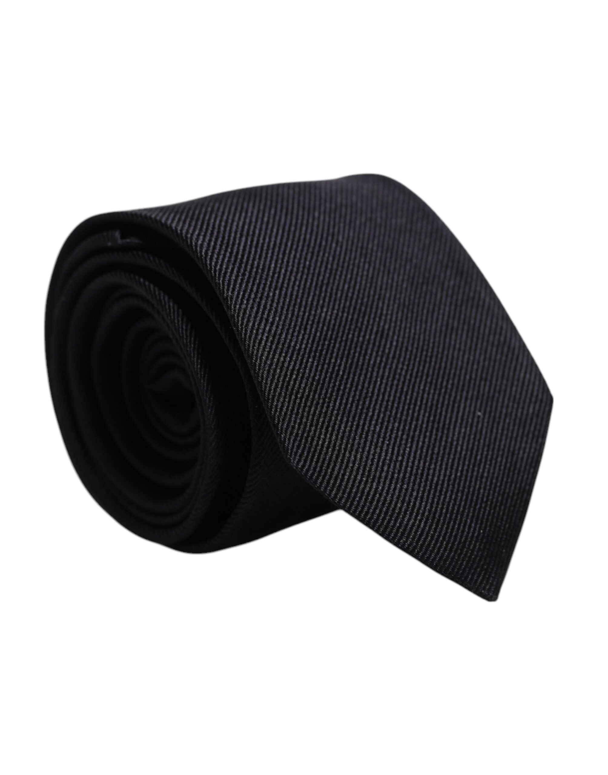 Dolce & Gabbana Black Solid Silk Adjustable Necktie Tie - ACCEXO