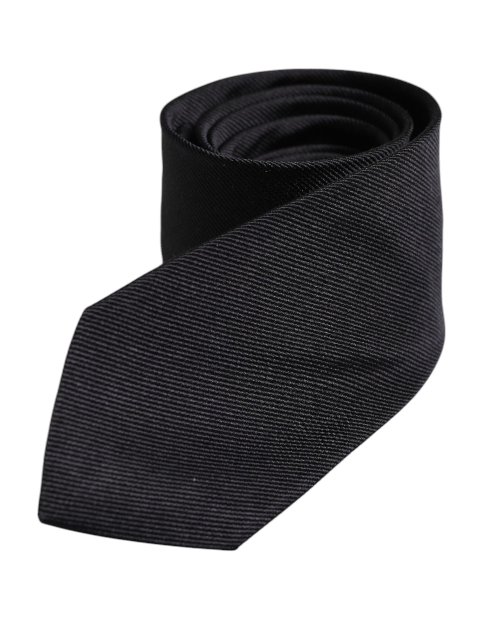 Dolce & Gabbana Black Solid Silk Adjustable Necktie Tie - ACCEXO