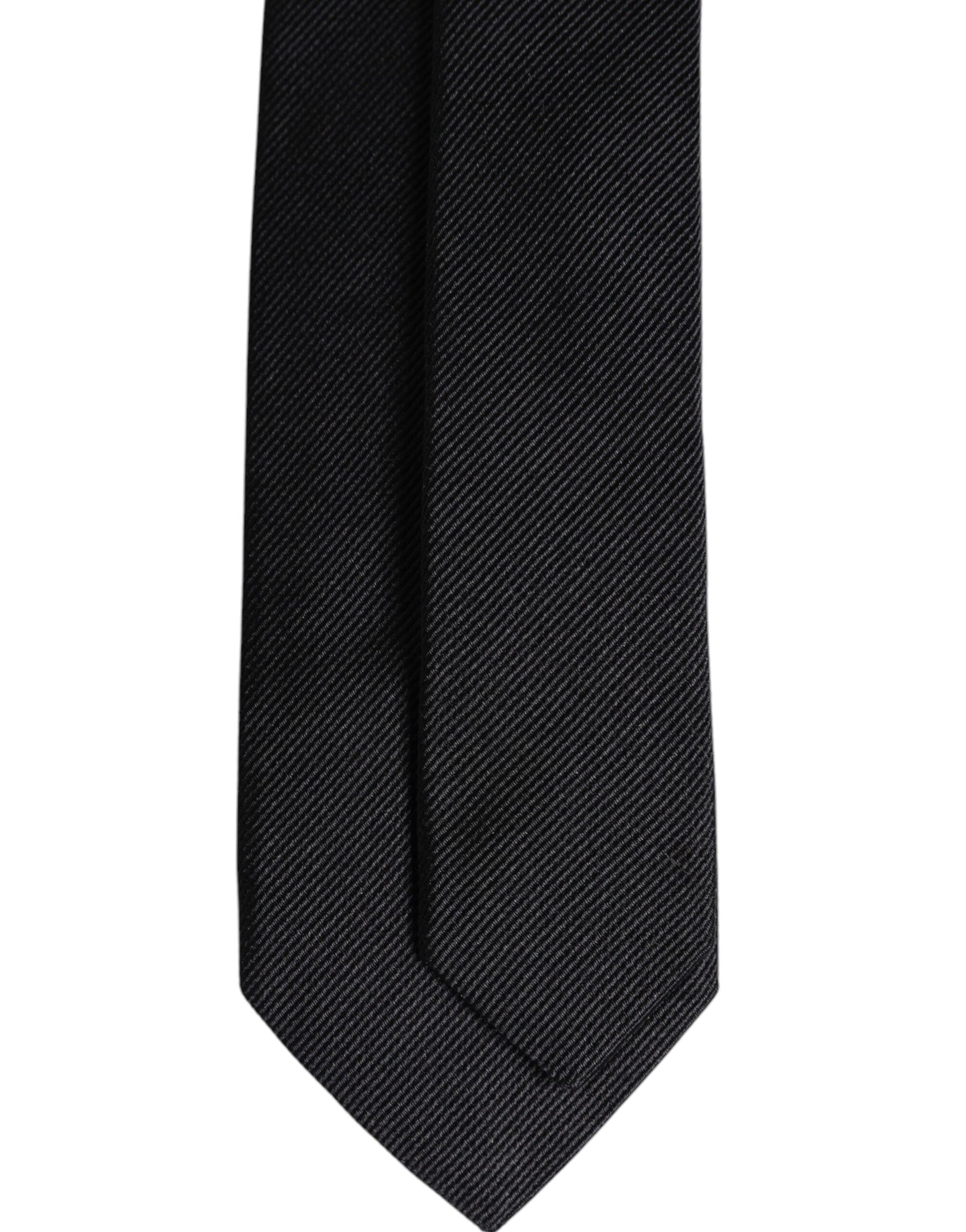 Dolce & Gabbana Black Solid Silk Adjustable Necktie Tie - ACCEXO