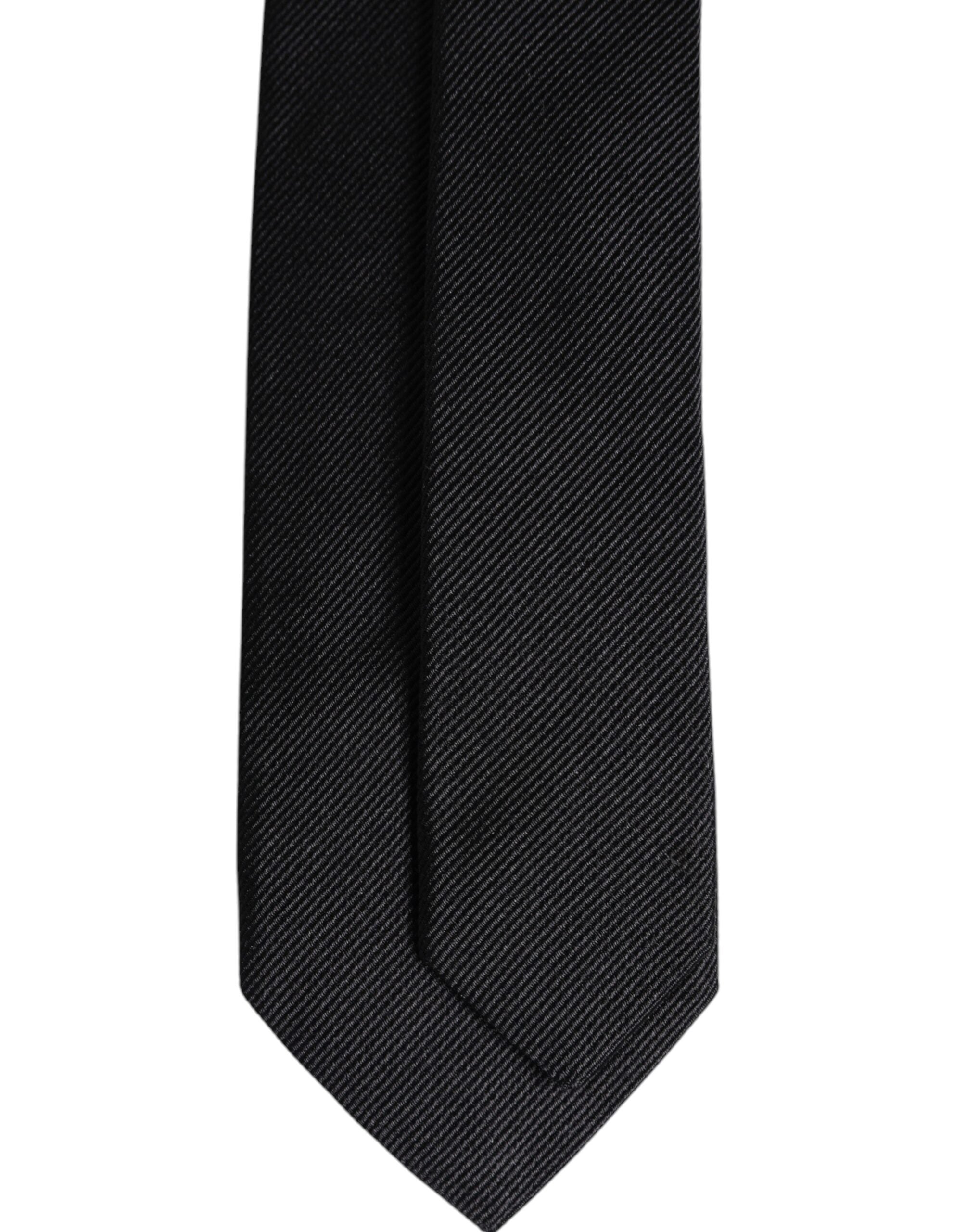 Dolce & Gabbana Black Solid Silk Adjustable Necktie Tie - ACCEXO