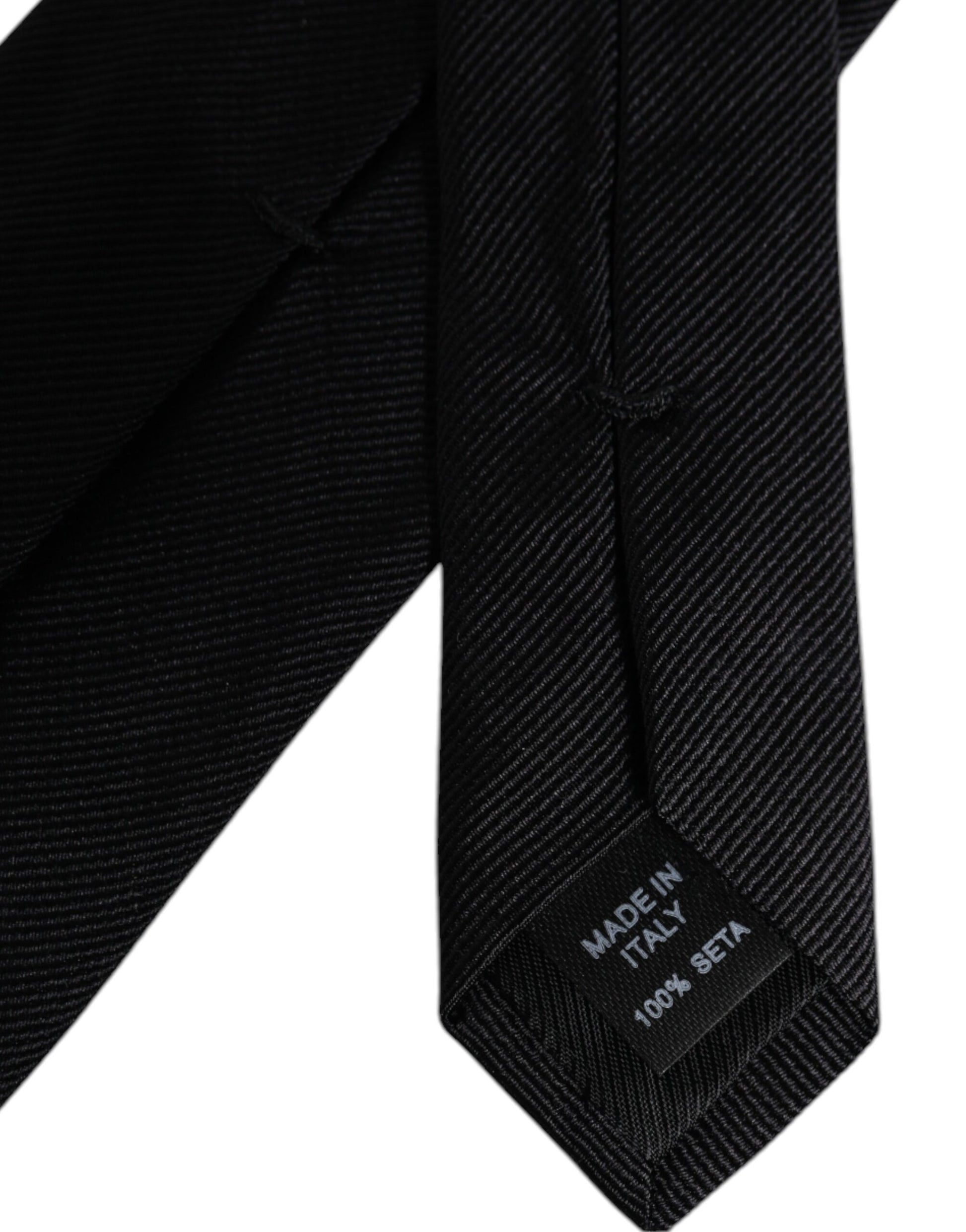 Dolce & Gabbana Black Solid Silk Adjustable Necktie Tie - ACCEXO