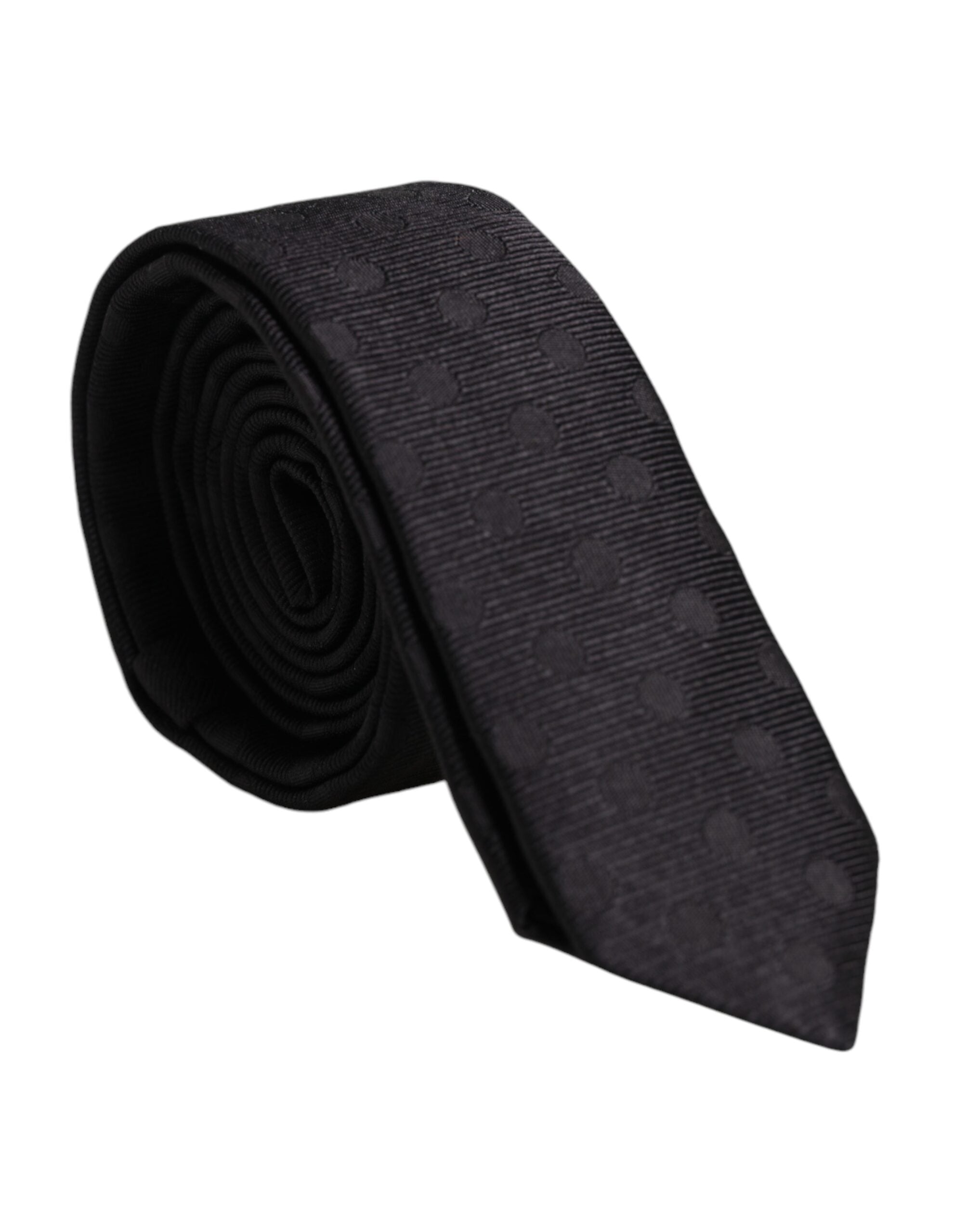 Dolce & Gabbana Black Circles Silk Adjustable Necktie Tie - ACCEXO