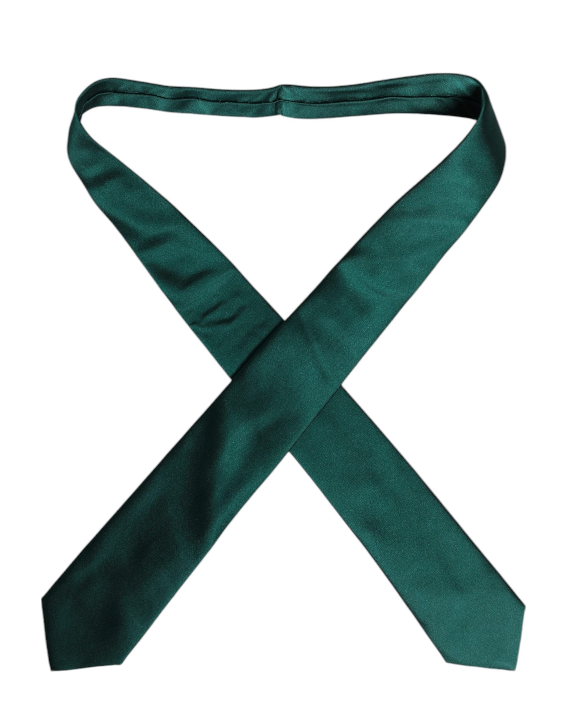 Dolce & Gabbana Green Solid Cotton Adjustable Necktie Tie - ACCEXO