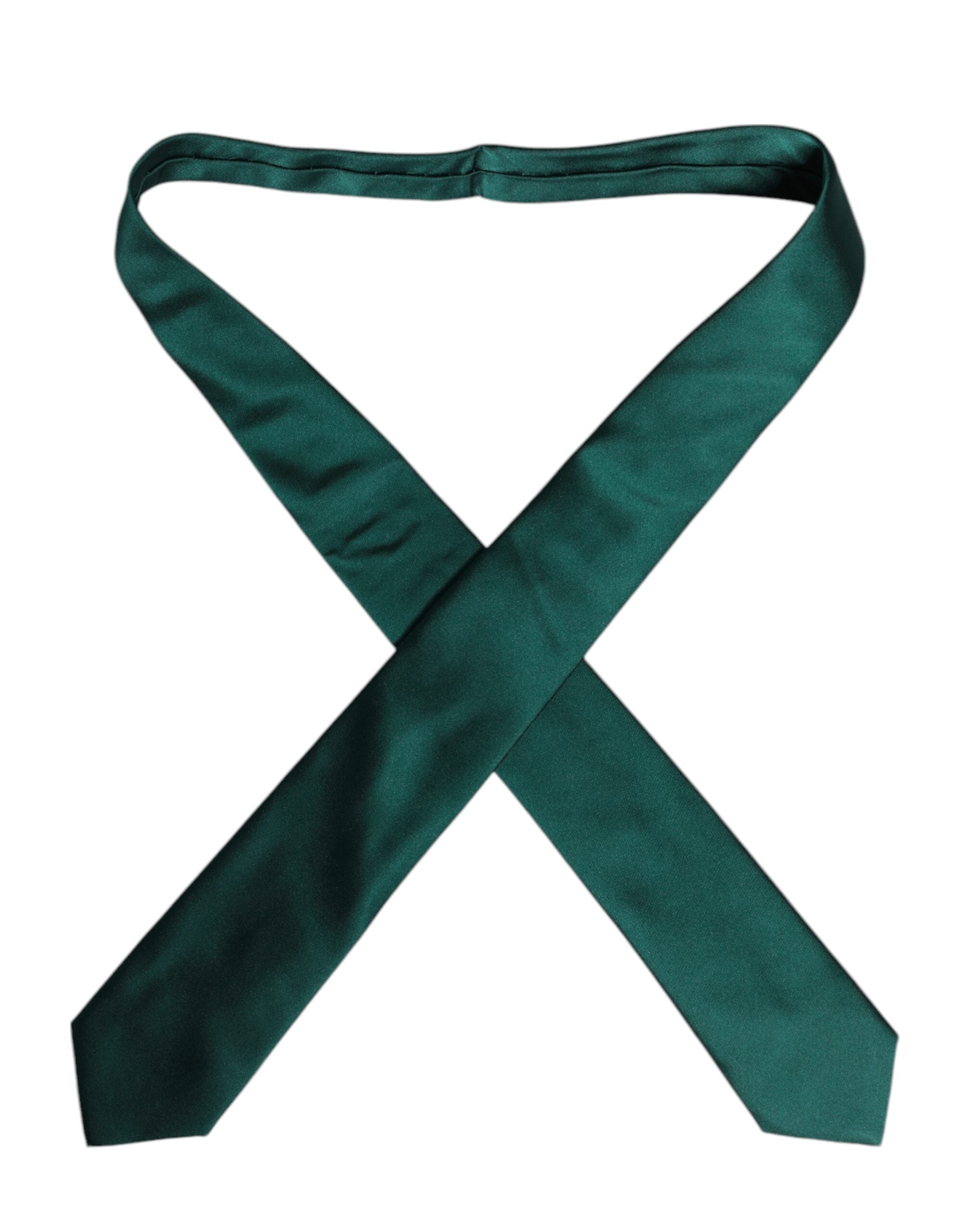 Dolce & Gabbana Green Solid Cotton Adjustable Necktie Tie - ACCEXO