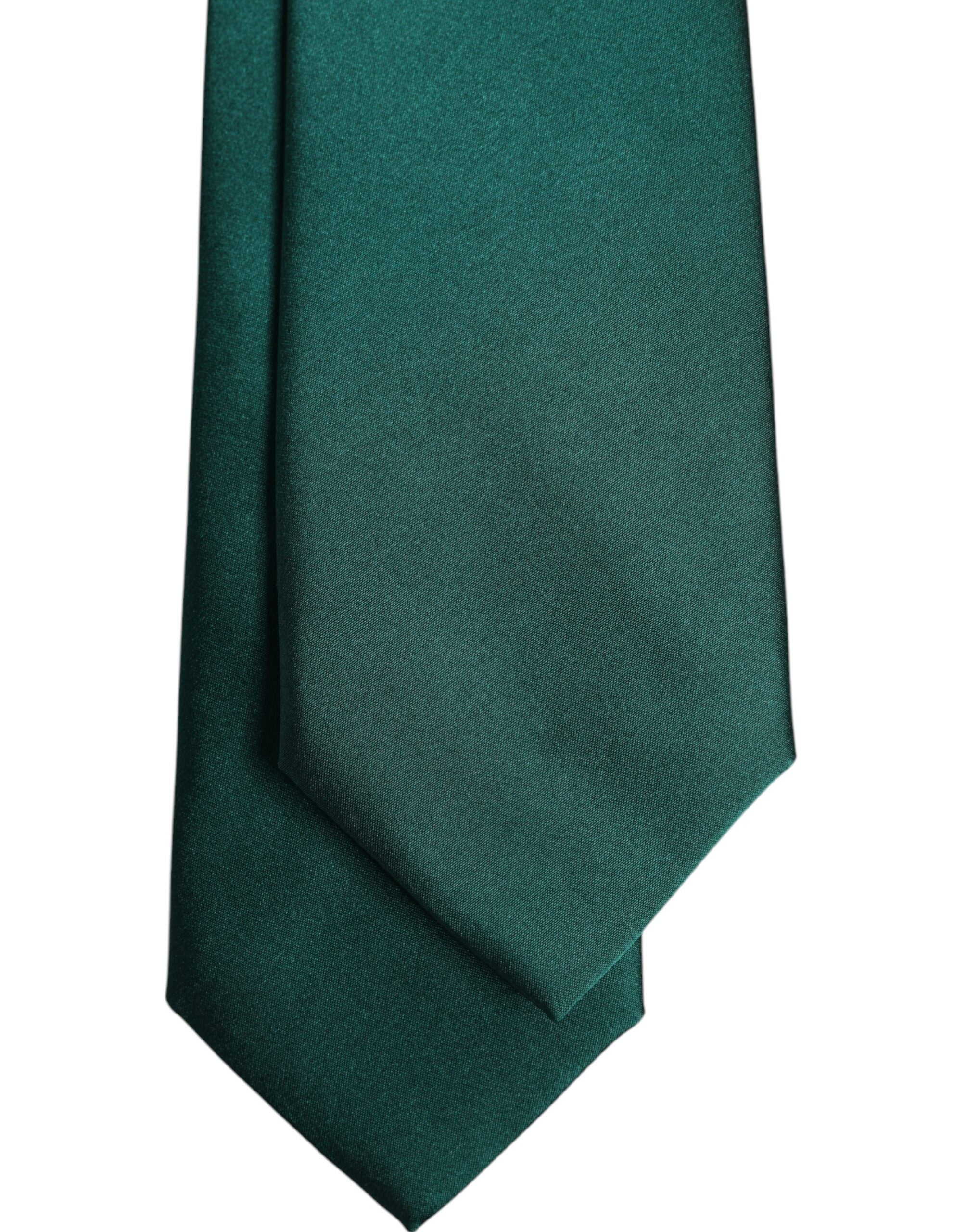 Dolce & Gabbana Green Solid Cotton Adjustable Necktie Tie - ACCEXO