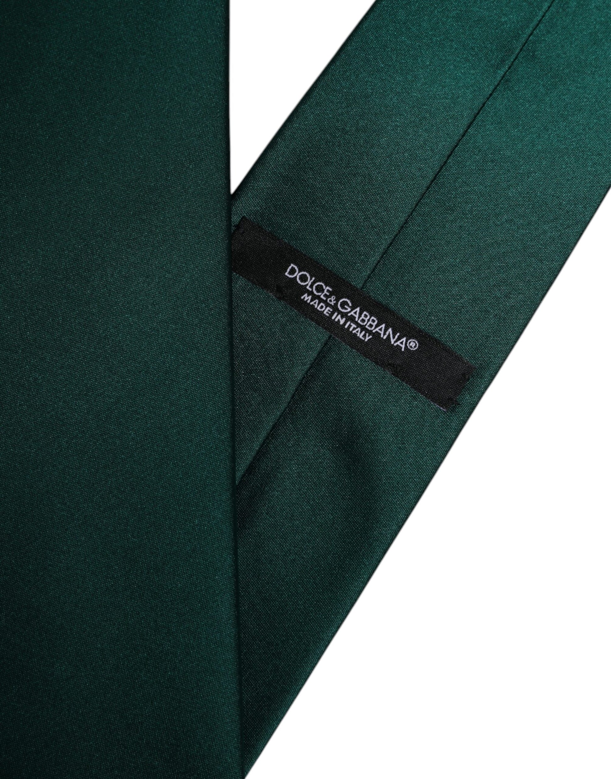 Dolce & Gabbana Green Solid Cotton Adjustable Necktie Tie - ACCEXO