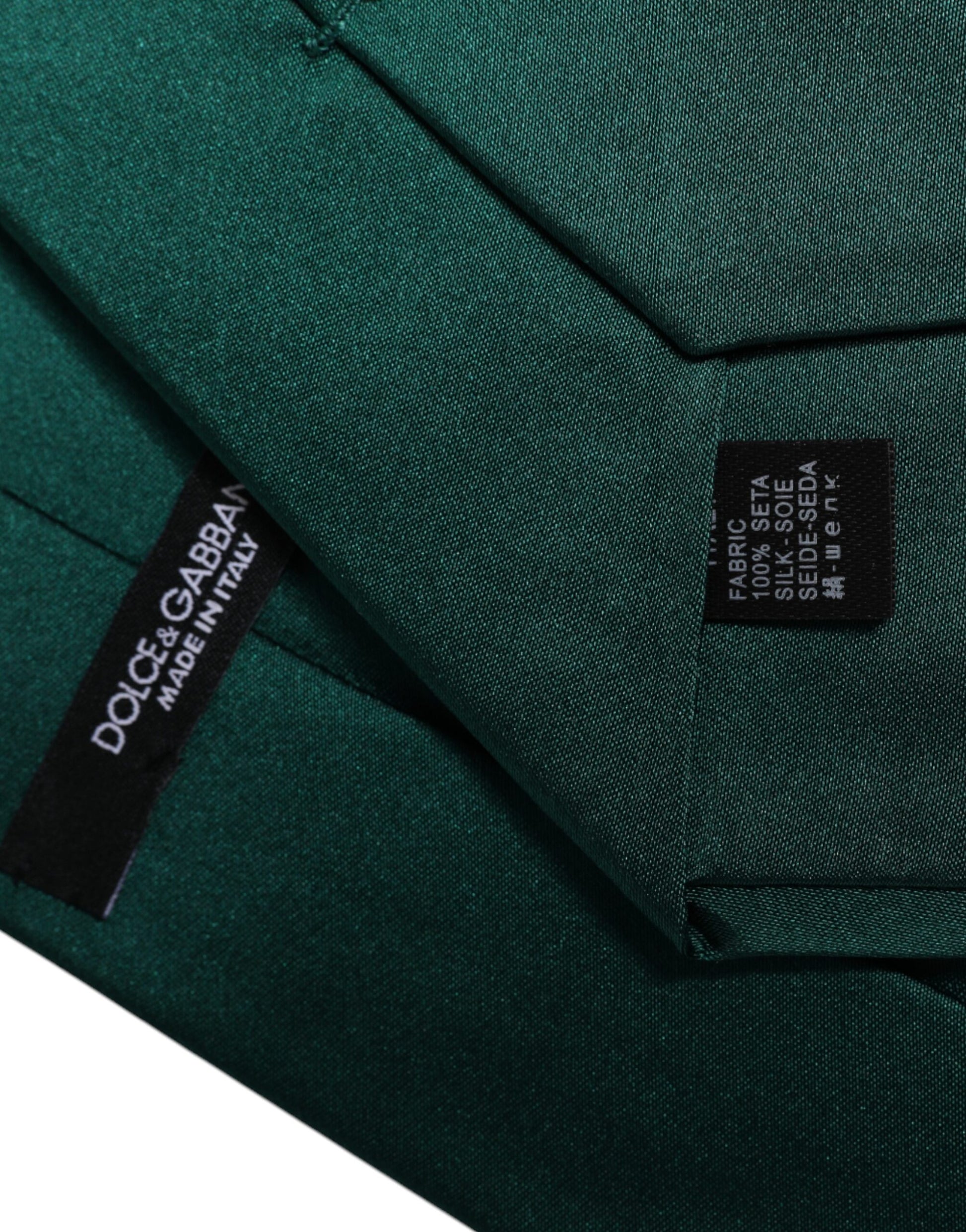 Dolce & Gabbana Green Solid Cotton Adjustable Necktie Tie - ACCEXO