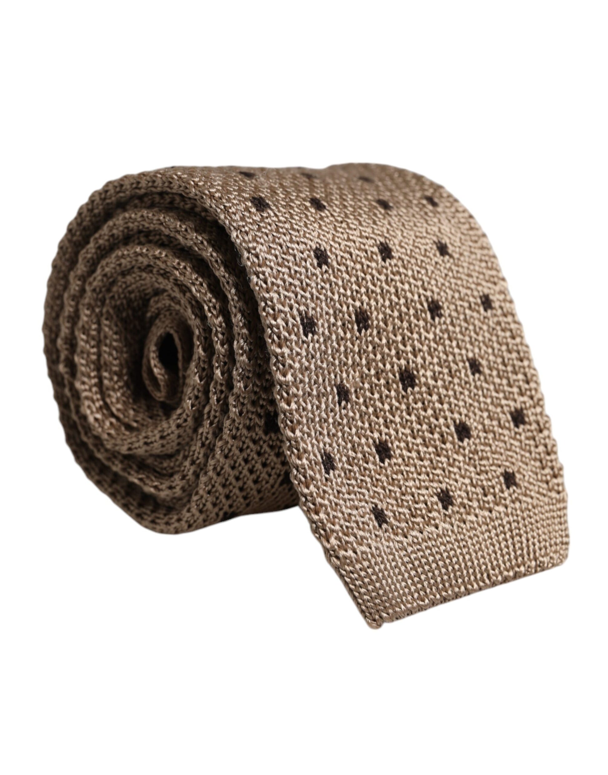 Dolce & Gabbana Beige Polka Dot Silk Adjustable Necktie Tie - ACCEXO