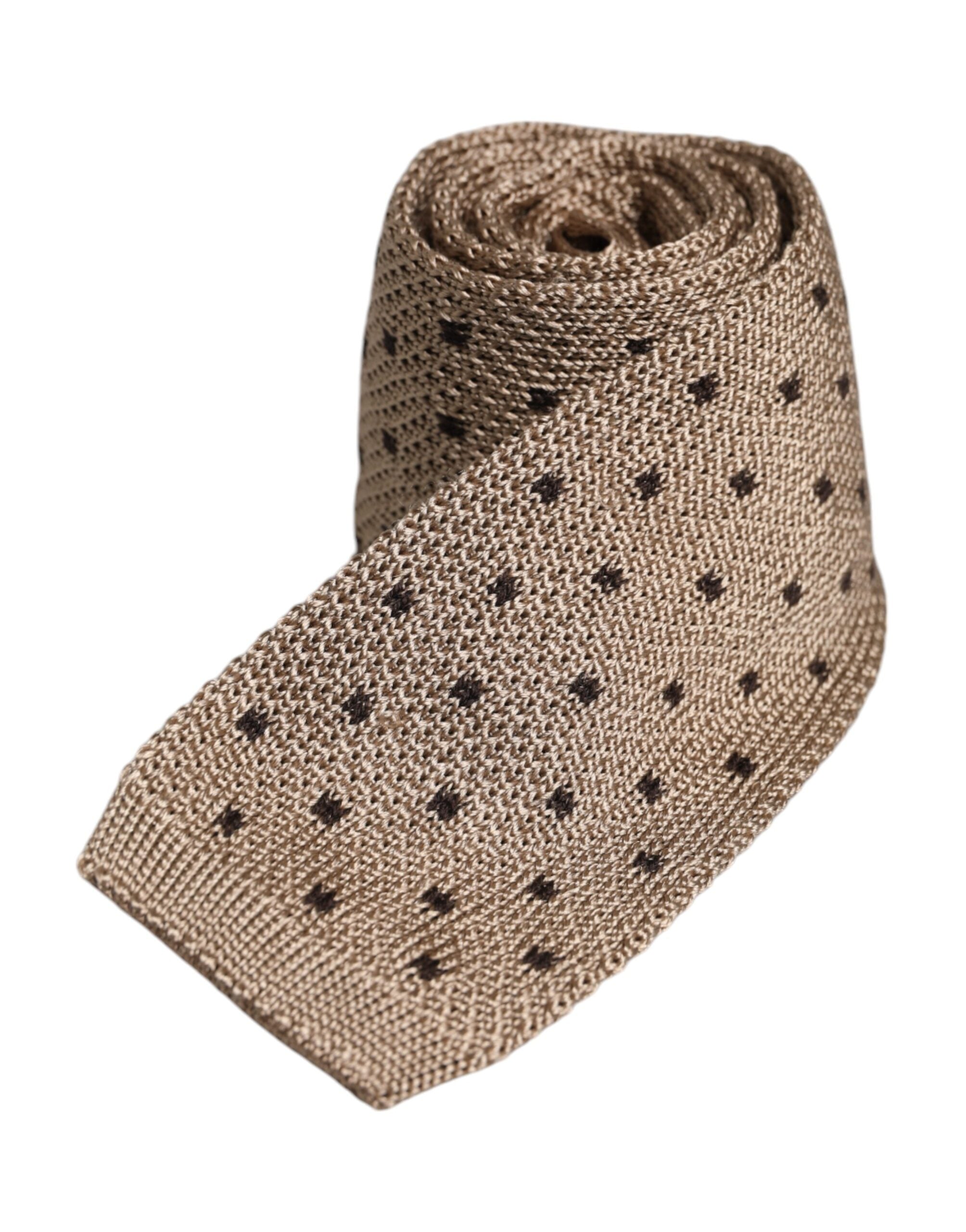 Dolce & Gabbana Beige Polka Dot Silk Adjustable Necktie Tie - ACCEXO