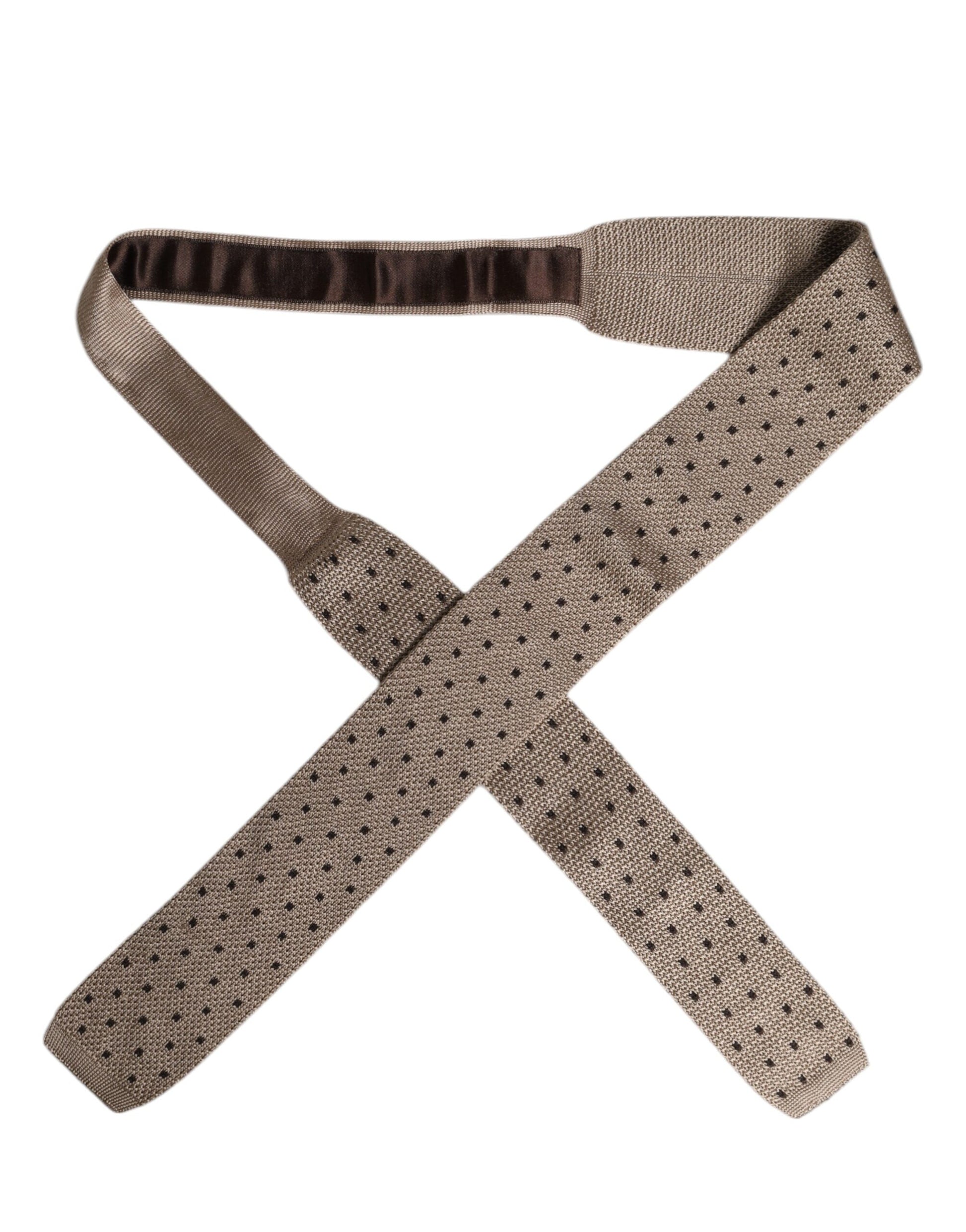 Dolce & Gabbana Beige Polka Dot Silk Adjustable Necktie Tie - ACCEXO