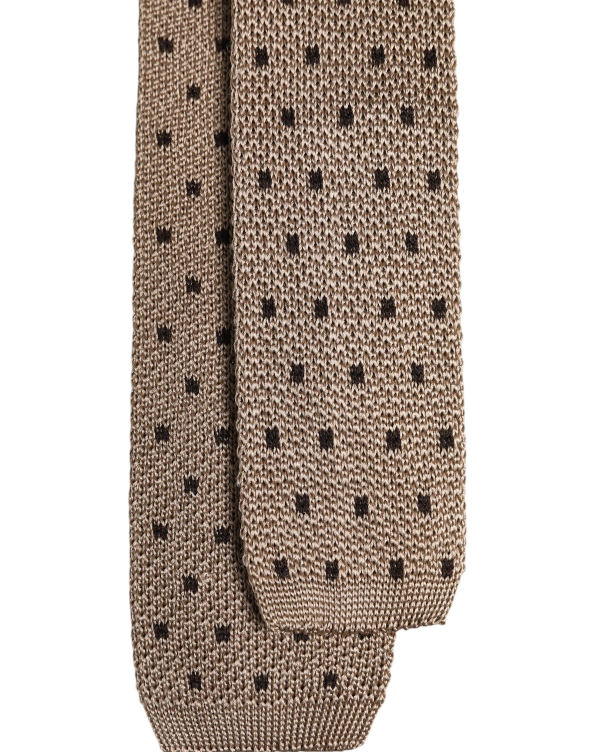 Dolce & Gabbana Beige Polka Dot Silk Adjustable Necktie Tie - ACCEXO