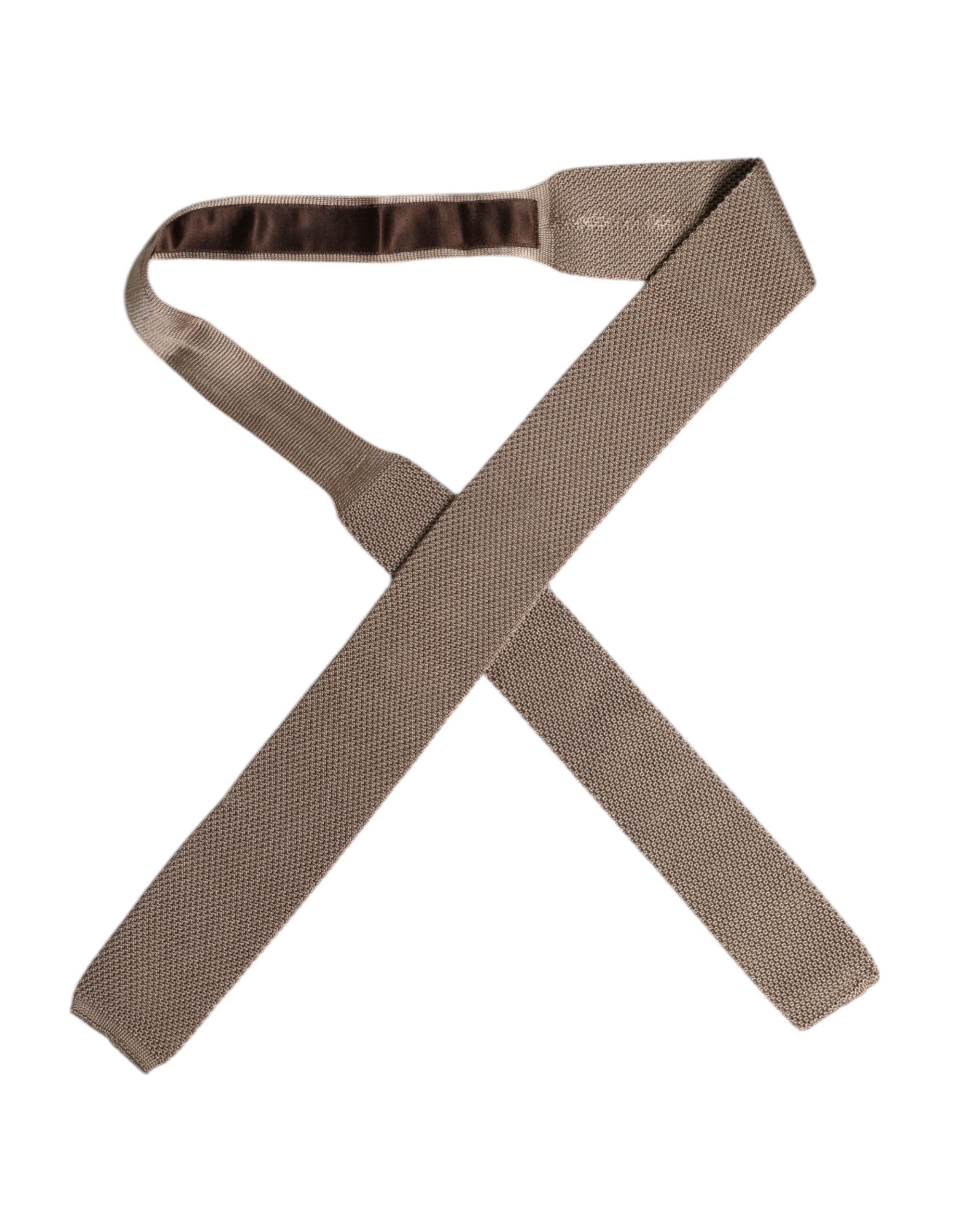 Dolce & Gabbana Brown Silk Adjustable Necktie Tie - ACCEXO