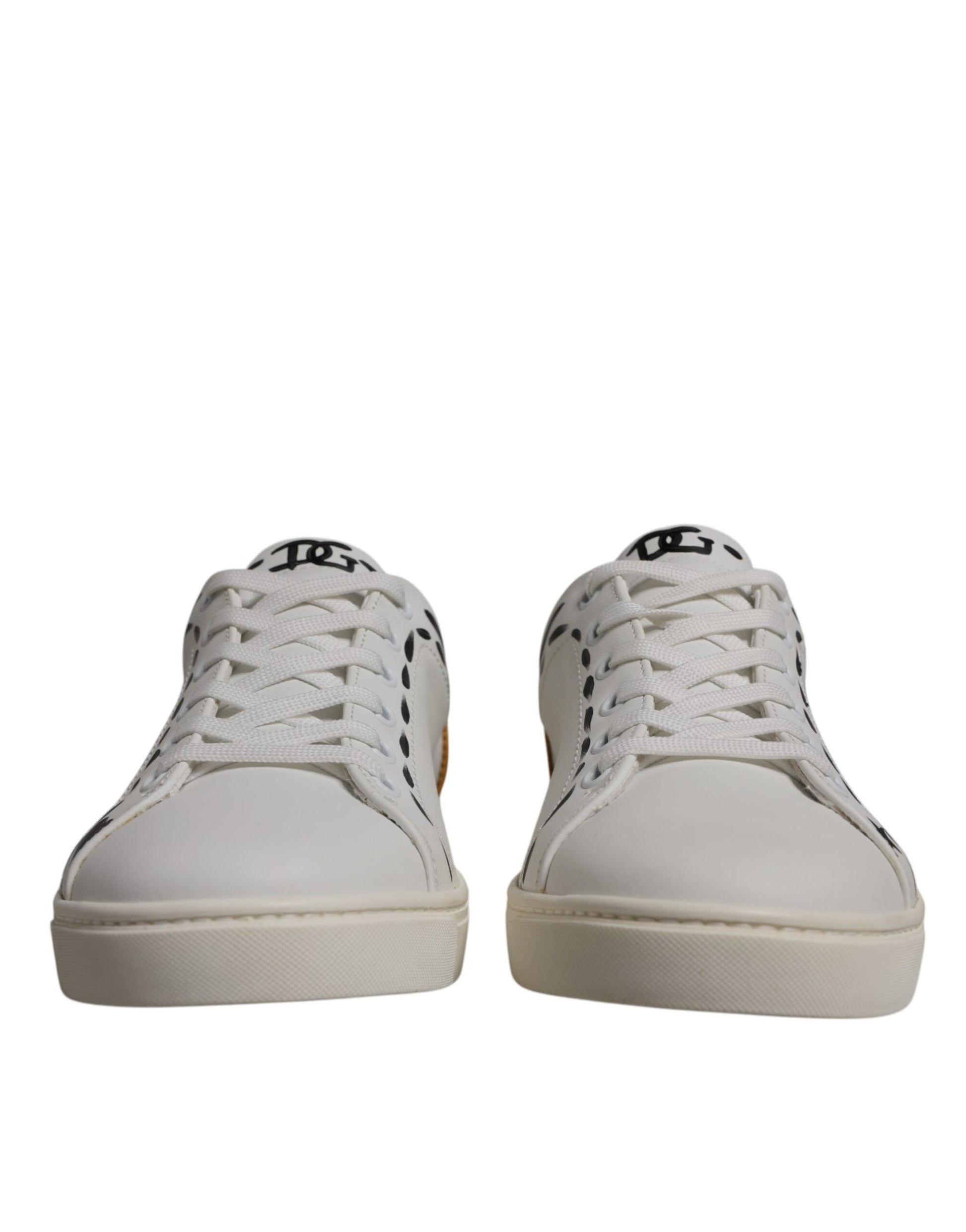 Dolce & Gabbana White Suede Leather Low Top Sneakers Shoes - ACCEXO