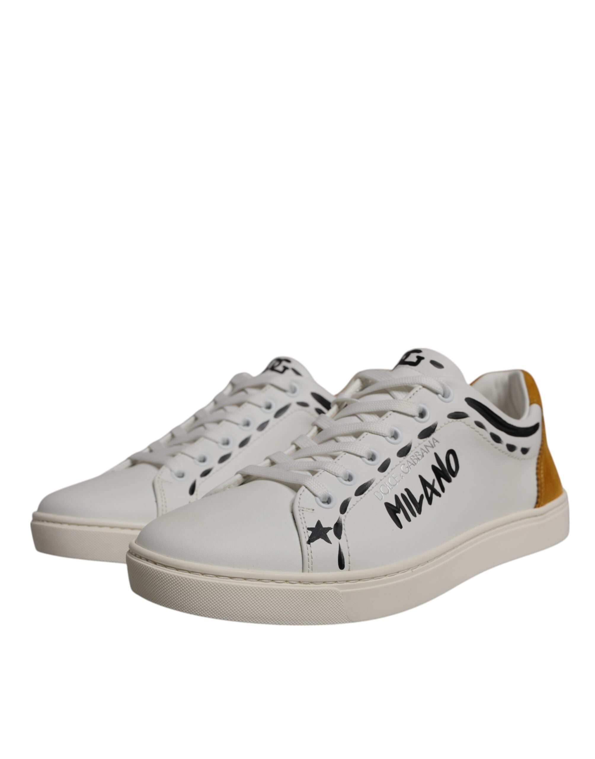 Dolce & Gabbana White Suede Leather Low Top Sneakers Shoes - ACCEXO