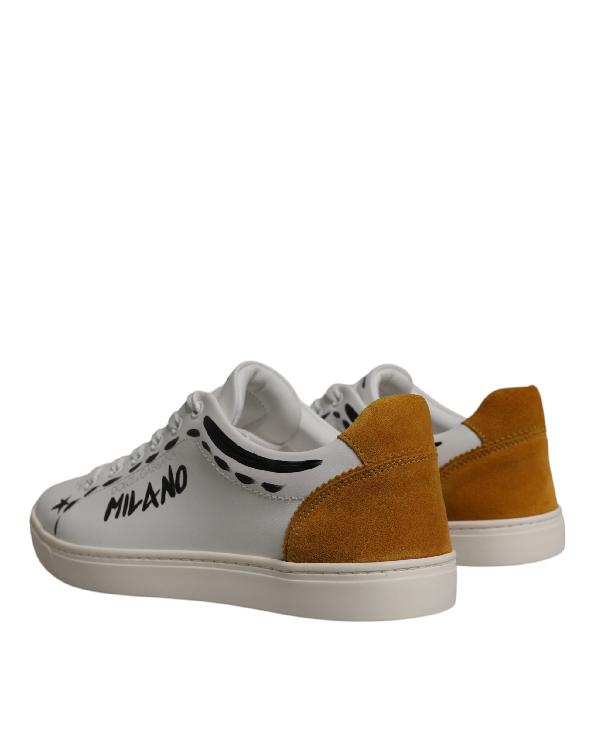 Dolce & Gabbana White Suede Leather Low Top Sneakers Shoes - ACCEXO