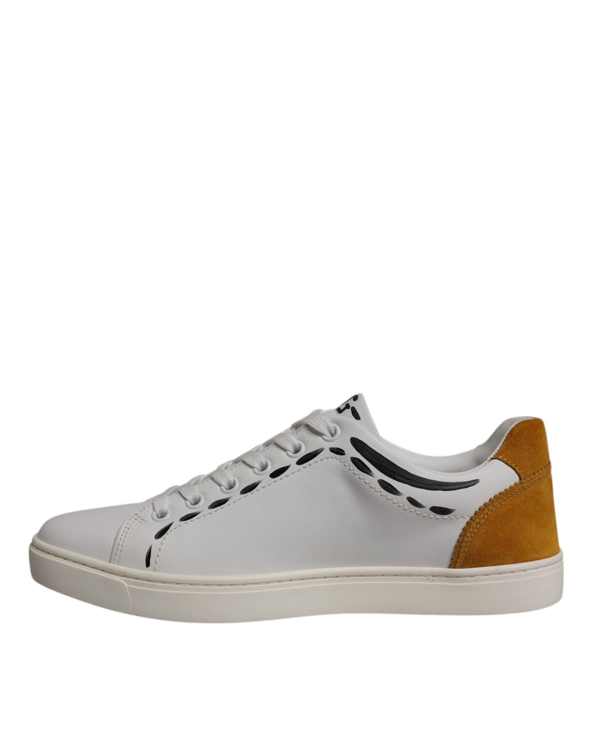 Dolce & Gabbana White Suede Leather Low Top Sneakers Shoes - ACCEXO