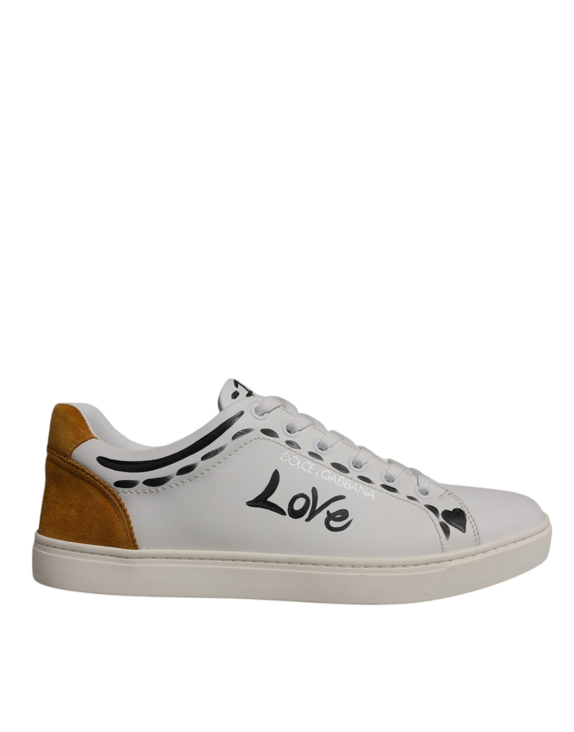 Dolce & Gabbana White Suede Leather Low Top Sneakers Shoes - ACCEXO