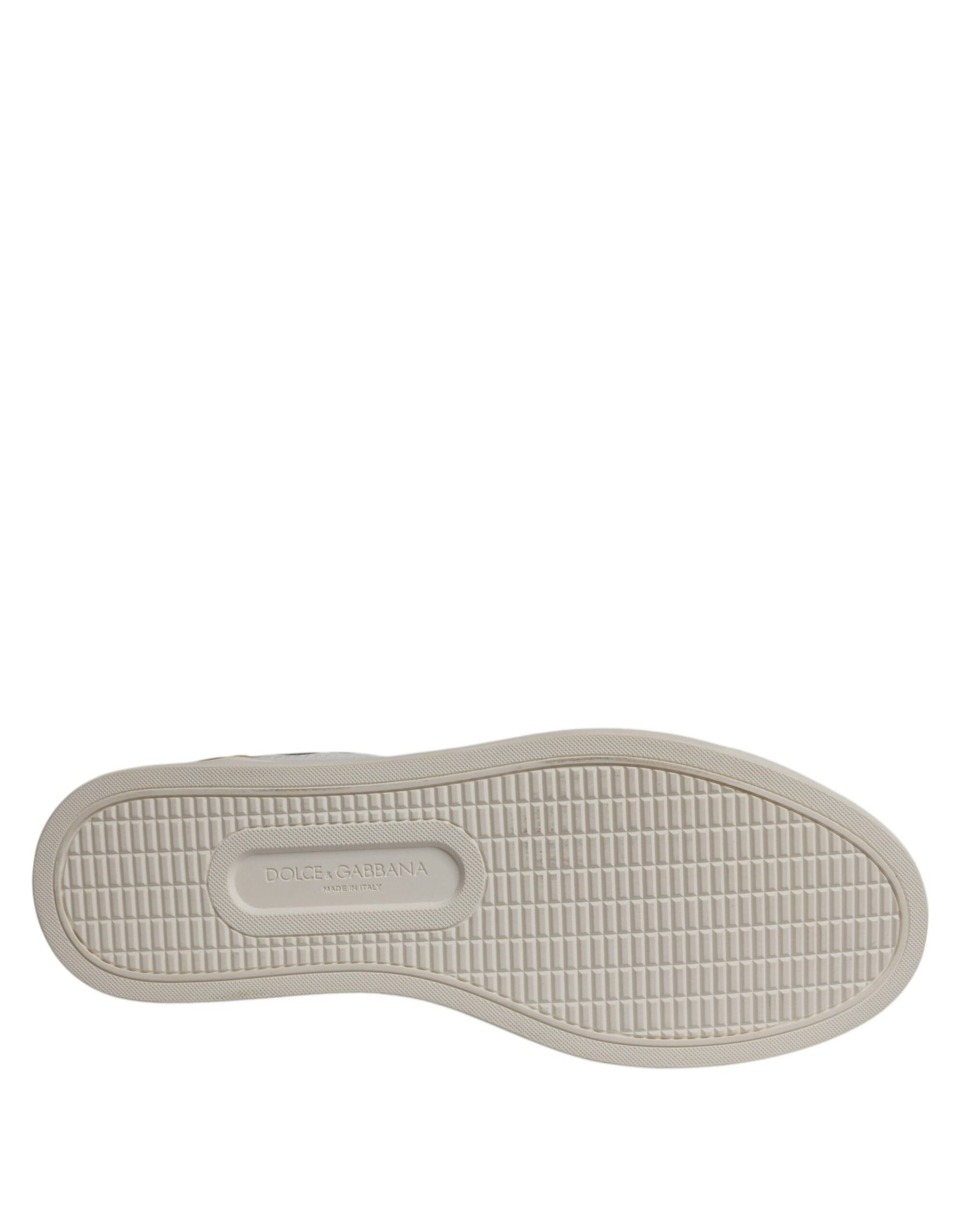 Dolce & Gabbana White Suede Leather Low Top Sneakers Shoes - ACCEXO
