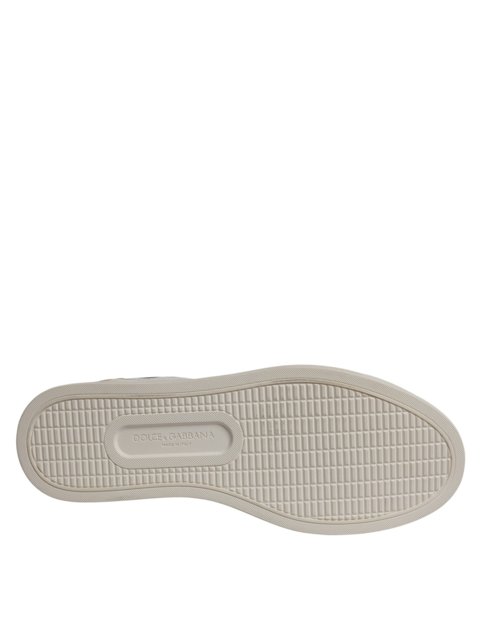 Dolce & Gabbana White Suede Leather Low Top Sneakers Shoes - ACCEXO