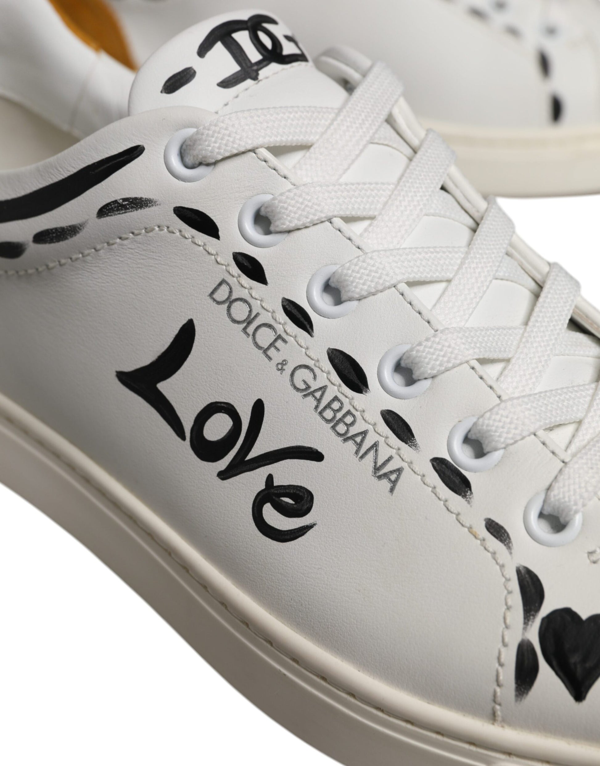Dolce & Gabbana White Suede Leather Low Top Sneakers Shoes - ACCEXO