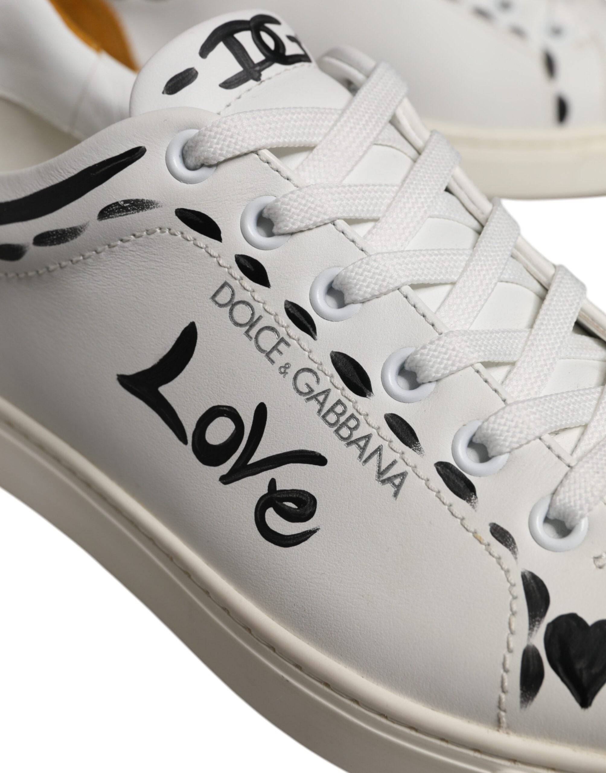 Dolce & Gabbana White Suede Leather Low Top Sneakers Shoes - ACCEXO