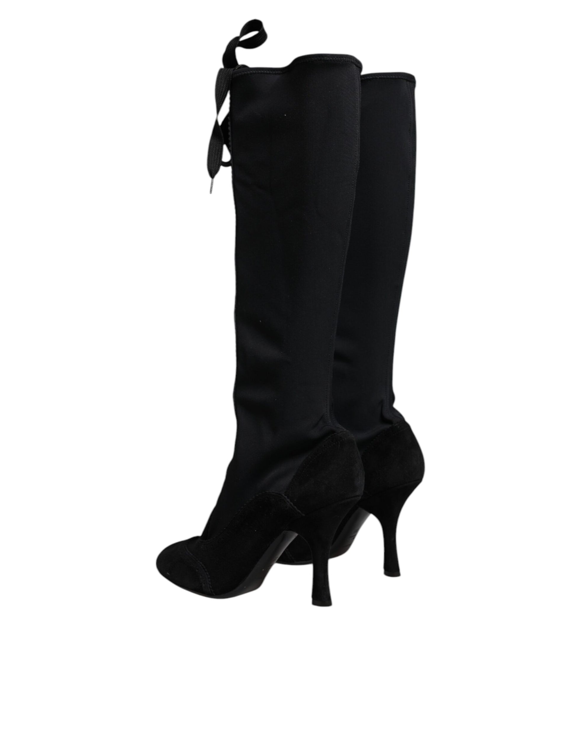 Dolce & Gabbana Black Lace Up Heels High Boots Shoes - ACCEXO