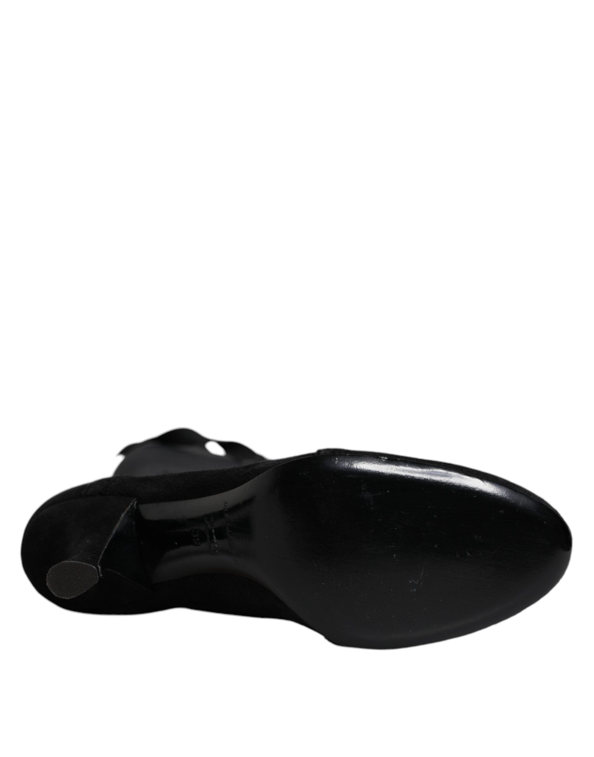 Dolce & Gabbana Black Lace Up Heels High Boots Shoes - ACCEXO