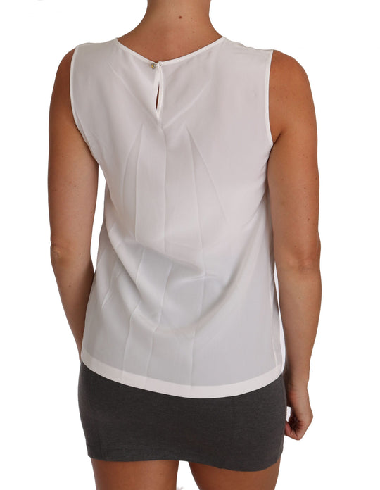 Dolce & Gabbana Elegant Sleeveless White Silk Blouse Top