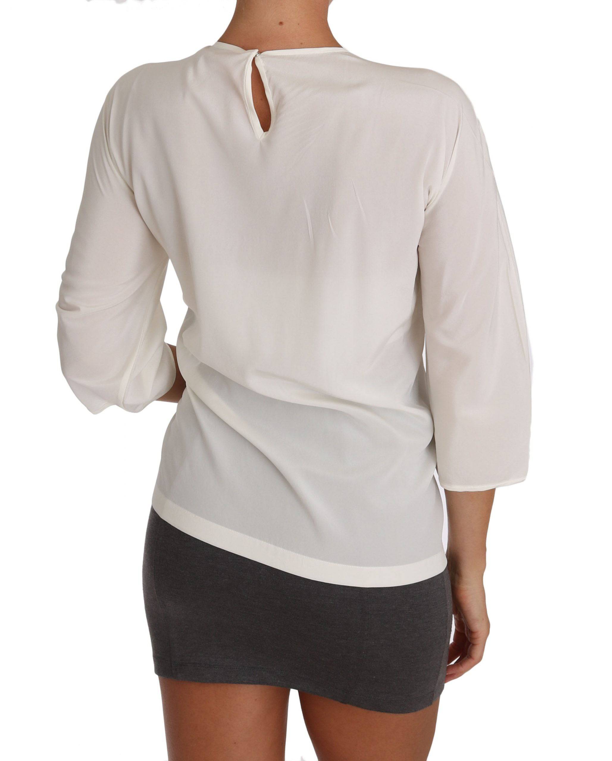Dolce & Gabbana Chic Figure Family Applique Silk Top - ACCEXO