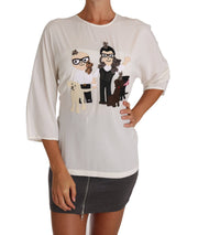 Dolce & Gabbana Chic Figure Family Applique Silk Top - ACCEXO