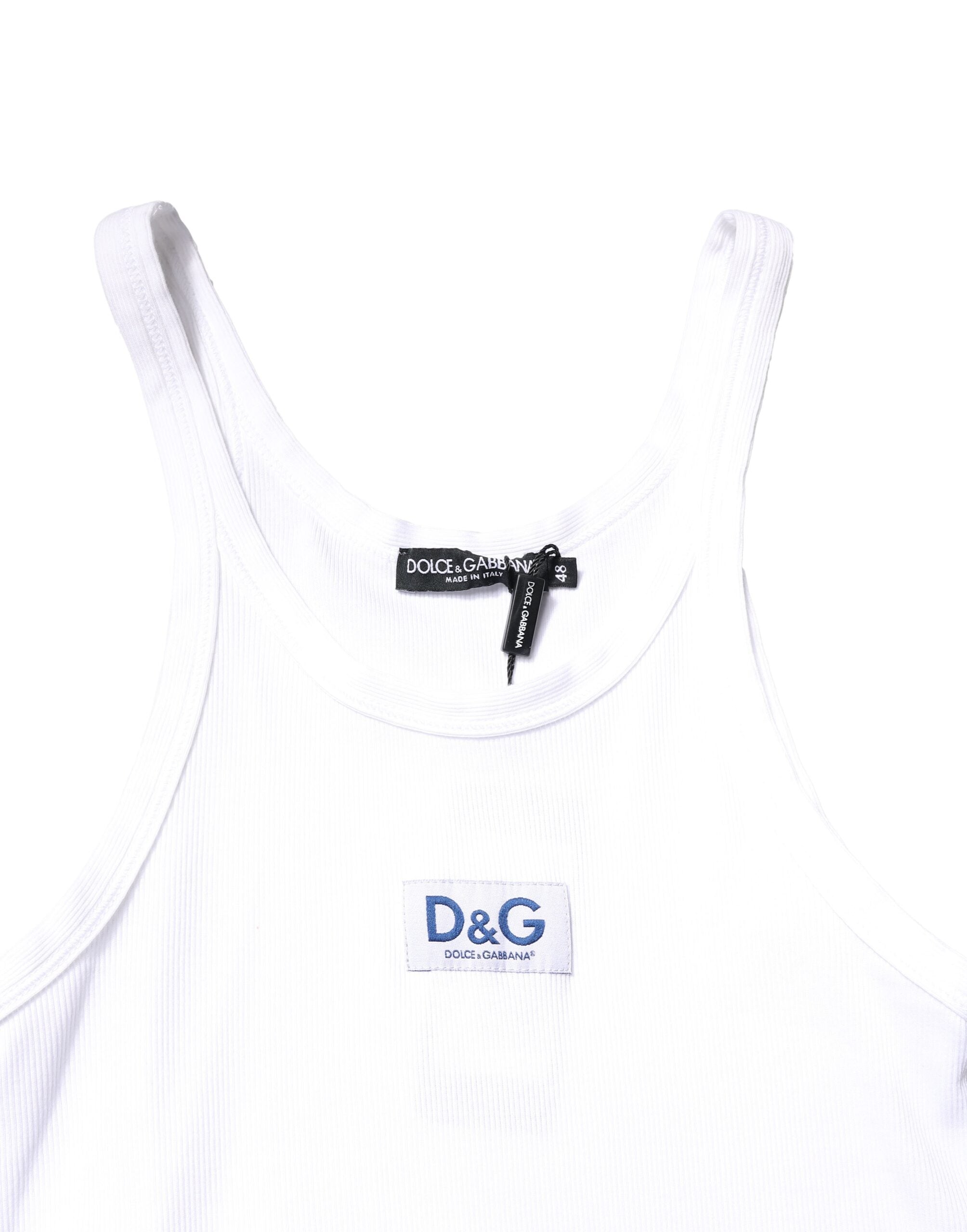 Dolce & Gabbana White Cotton DG Sleeveless Men Tank T-shirt