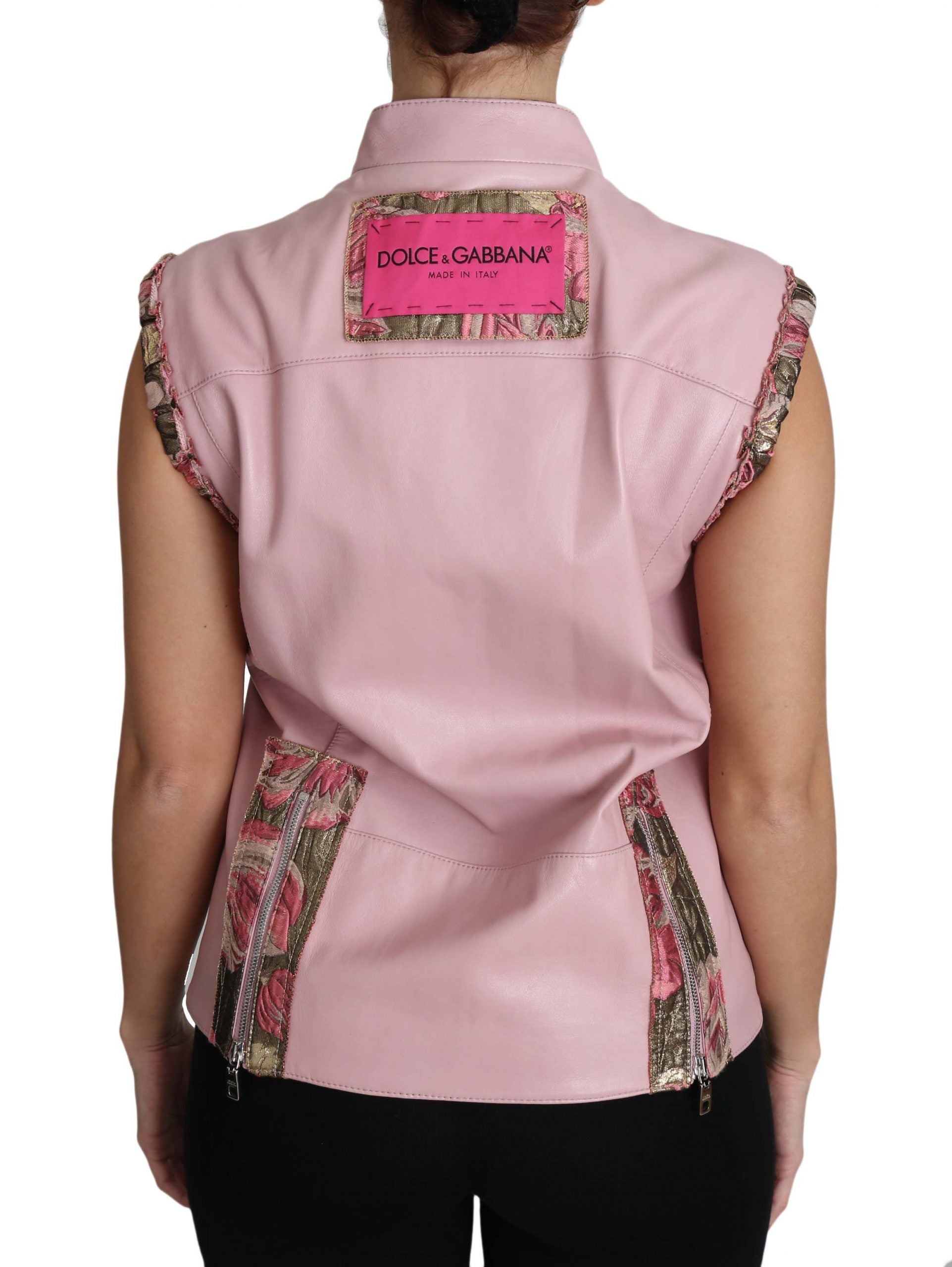 Dolce & Gabbana Stunning Pink Sleeveless Leather Vest - ACCEXO