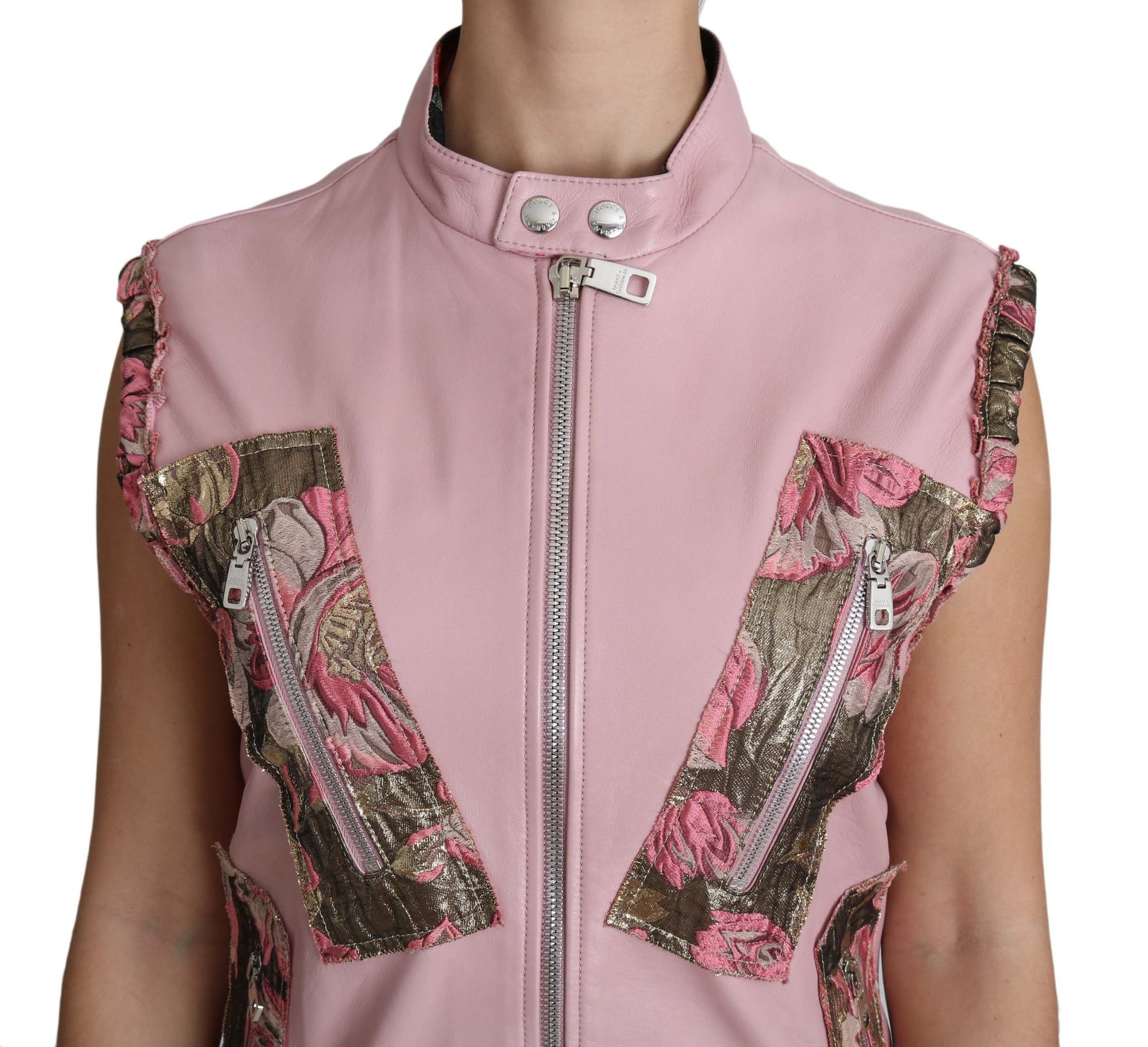 Dolce & Gabbana Stunning Pink Sleeveless Leather Vest - ACCEXO