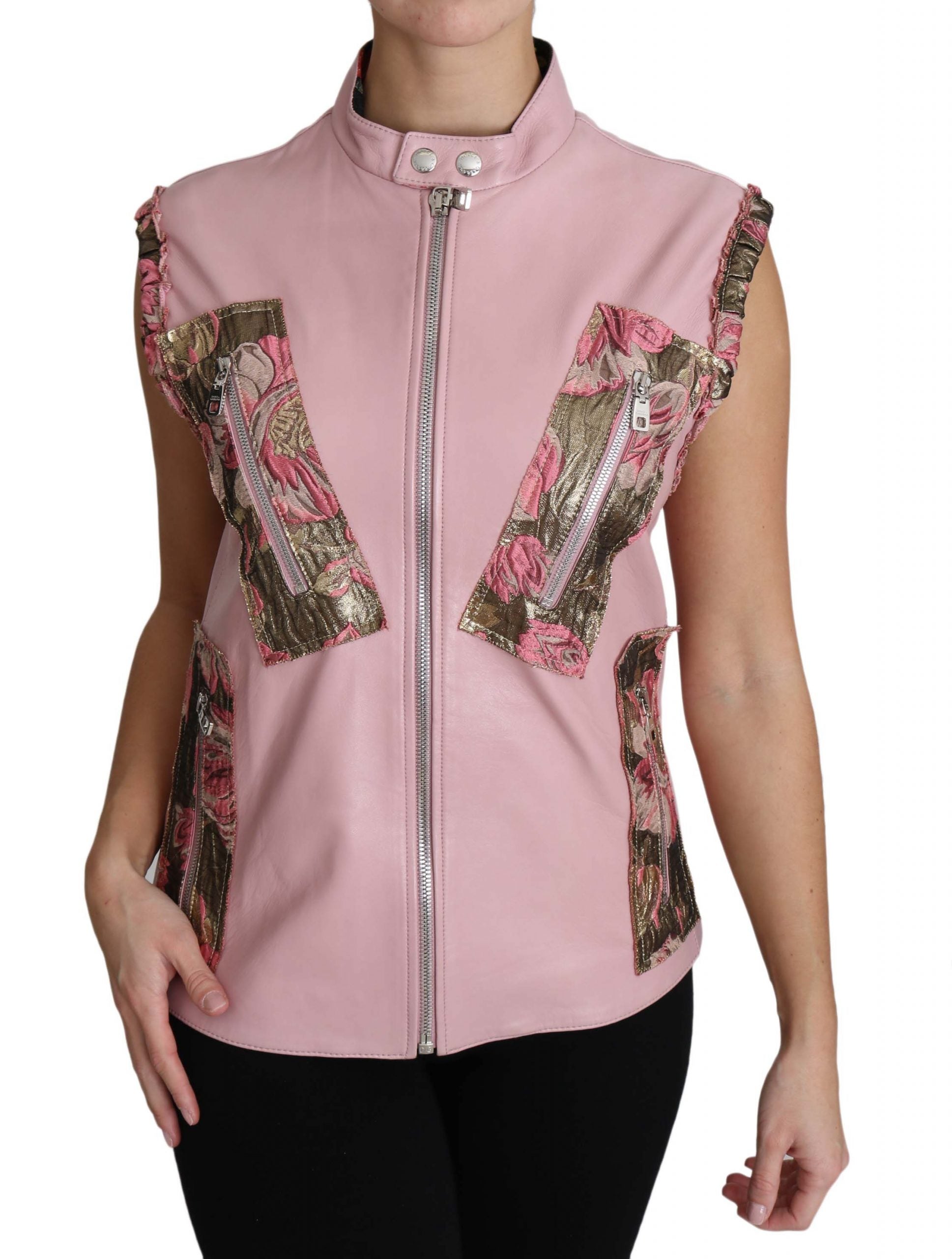 Dolce & Gabbana Stunning Pink Sleeveless Leather Vest - ACCEXO