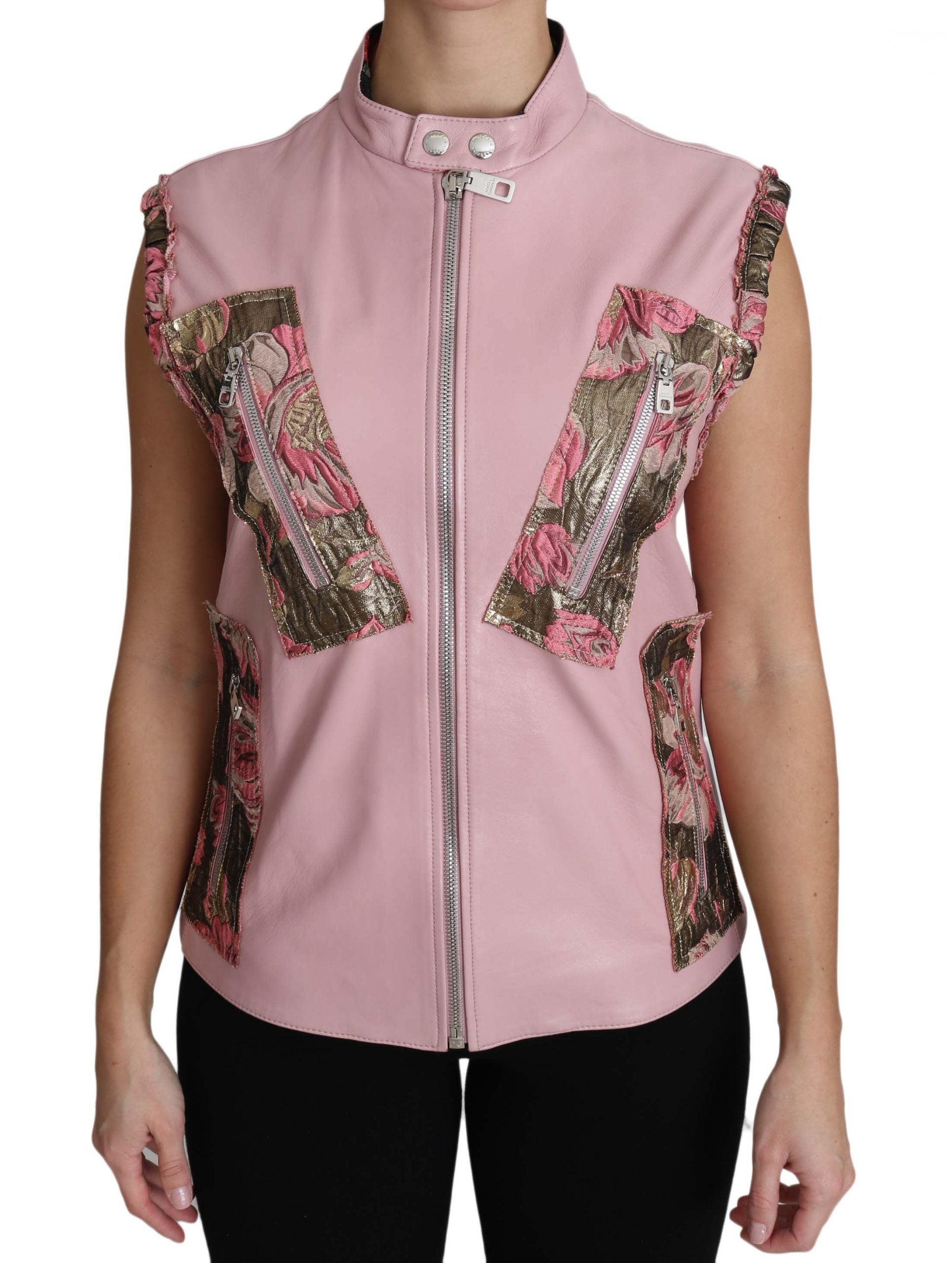 Dolce & Gabbana Stunning Pink Sleeveless Leather Vest - ACCEXO