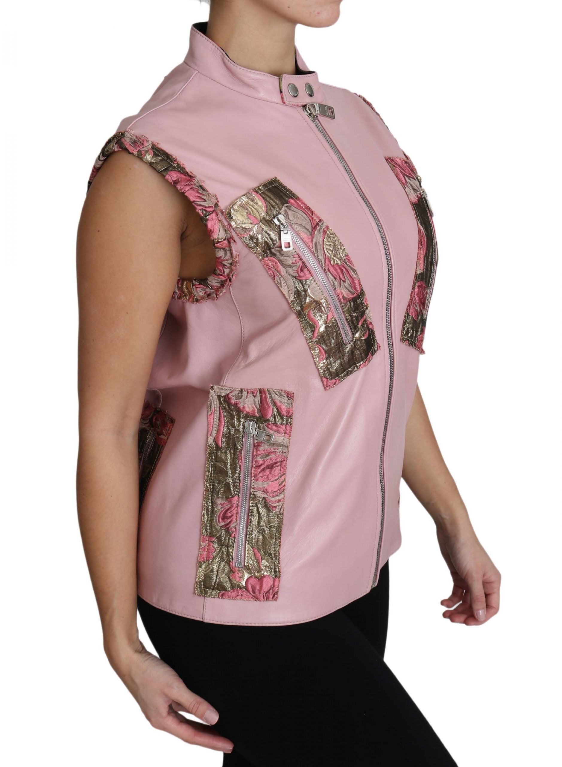 Dolce & Gabbana Stunning Pink Sleeveless Leather Vest - ACCEXO