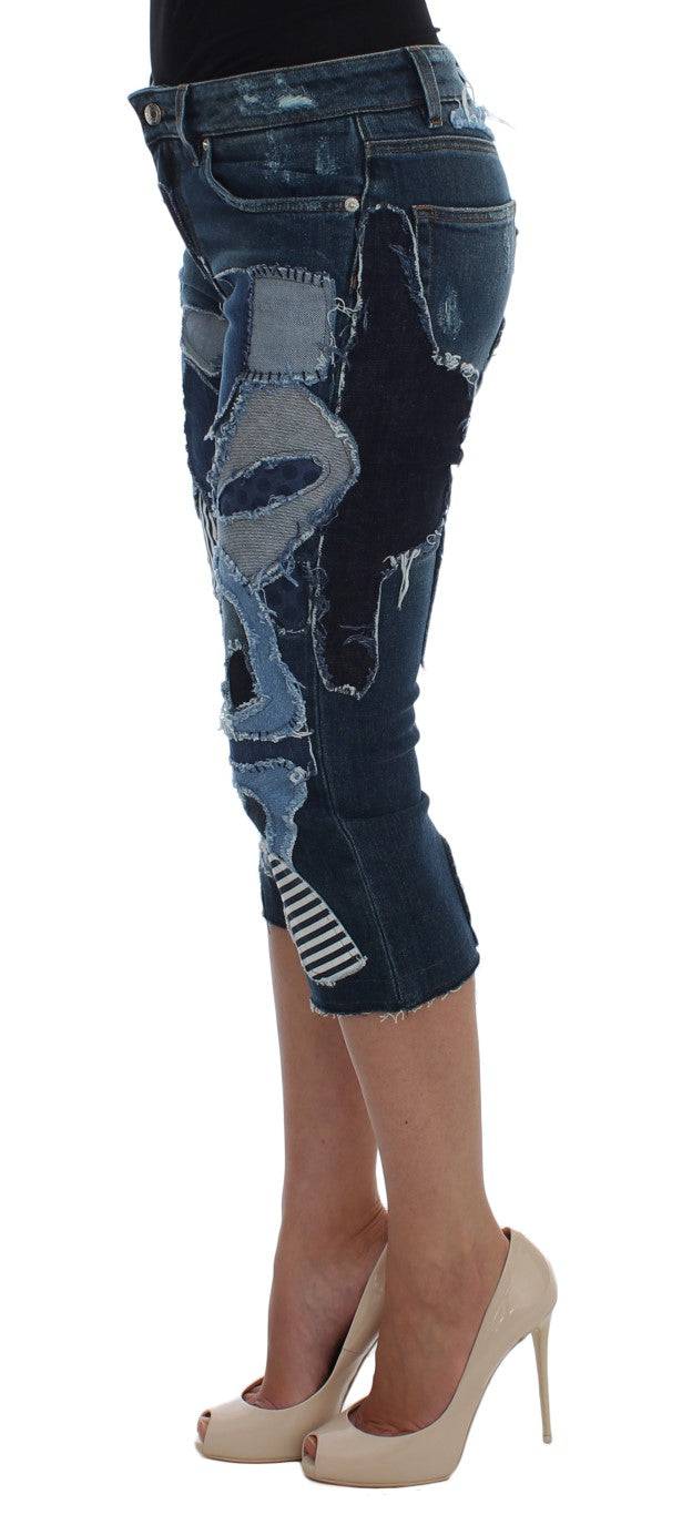 Dolce & Gabbana Chic Blue Patchwork Denim Shorts - ACCEXO