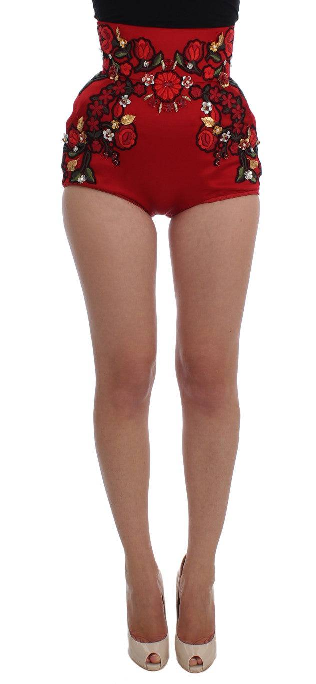 Dolce & Gabbana Elegant Silk High Waist Embroidered Shorts - ACCEXO