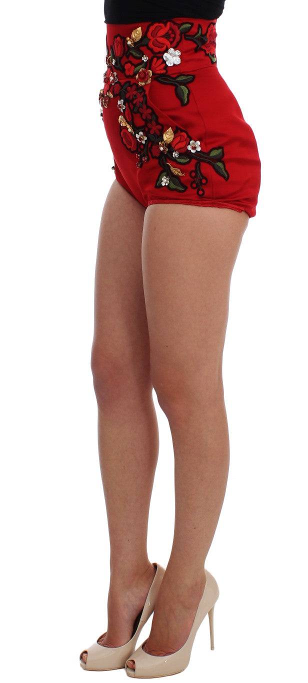 Dolce & Gabbana Elegant Silk High Waist Embroidered Shorts - ACCEXO